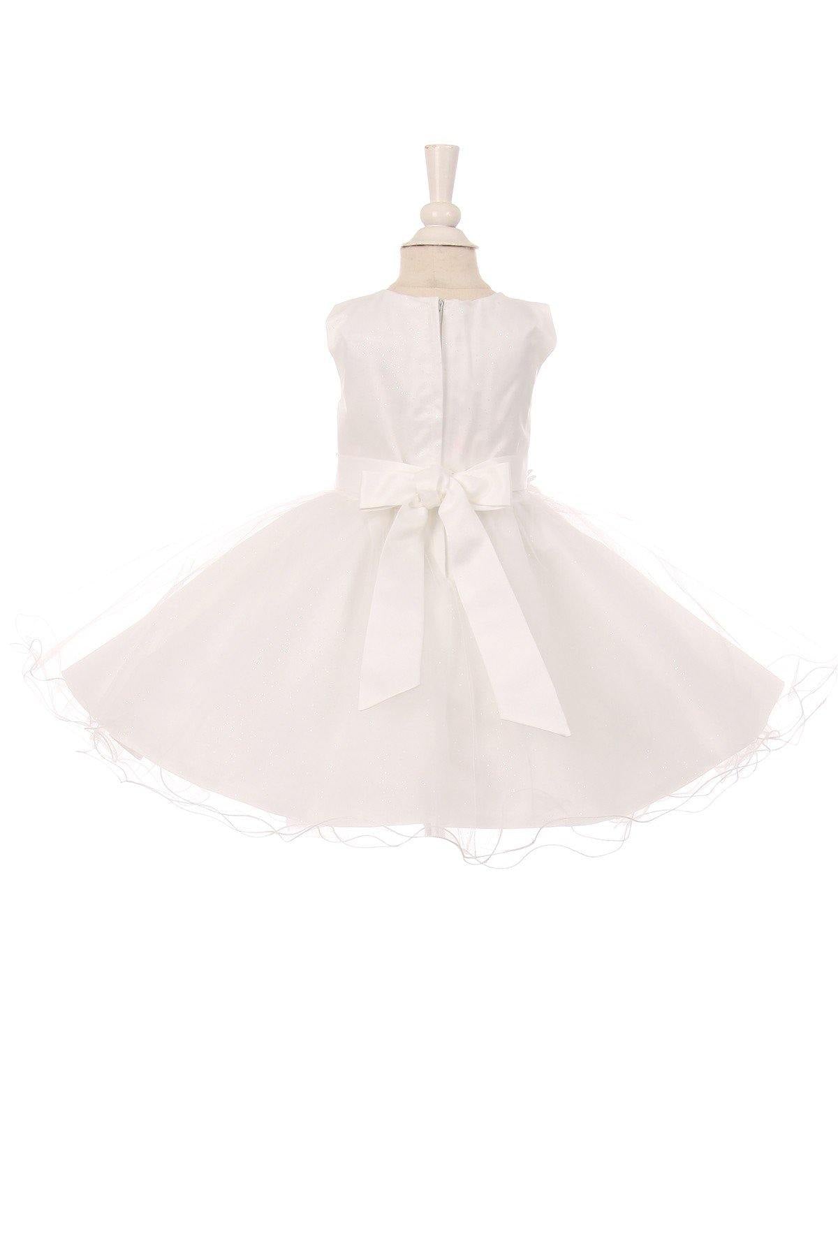 White M Sleeveless Embroidered Design Flower Girls Dress Sale