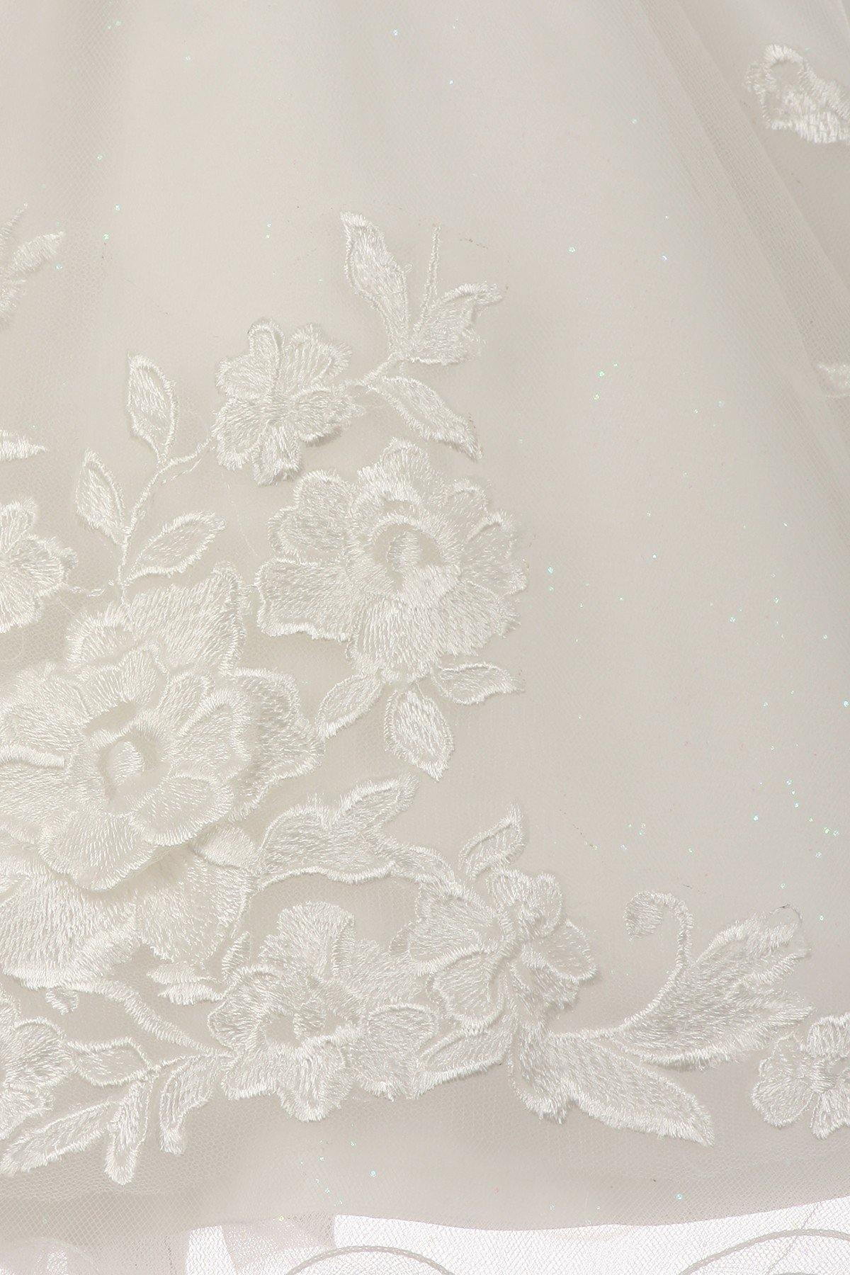 White M Sleeveless Embroidered Design Flower Girls Dress Sale