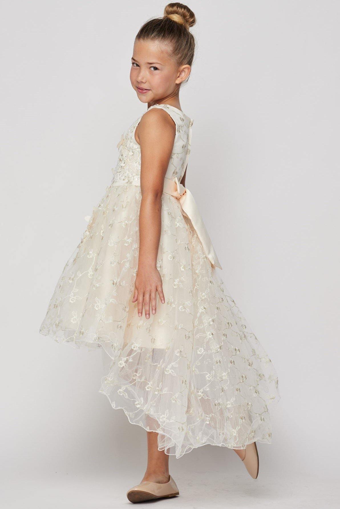 Sleeveless Embroidery Flower Girls Dress