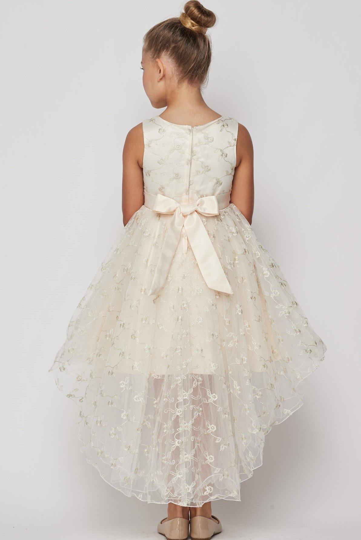 Sleeveless Embroidery Flower Girls Dress