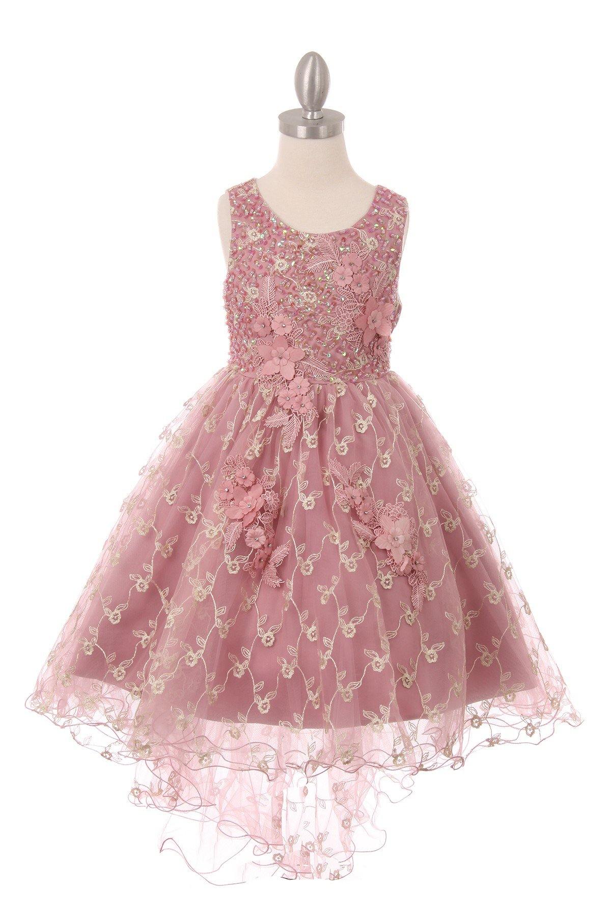 Sleeveless Embroidery Flower Girls Dress