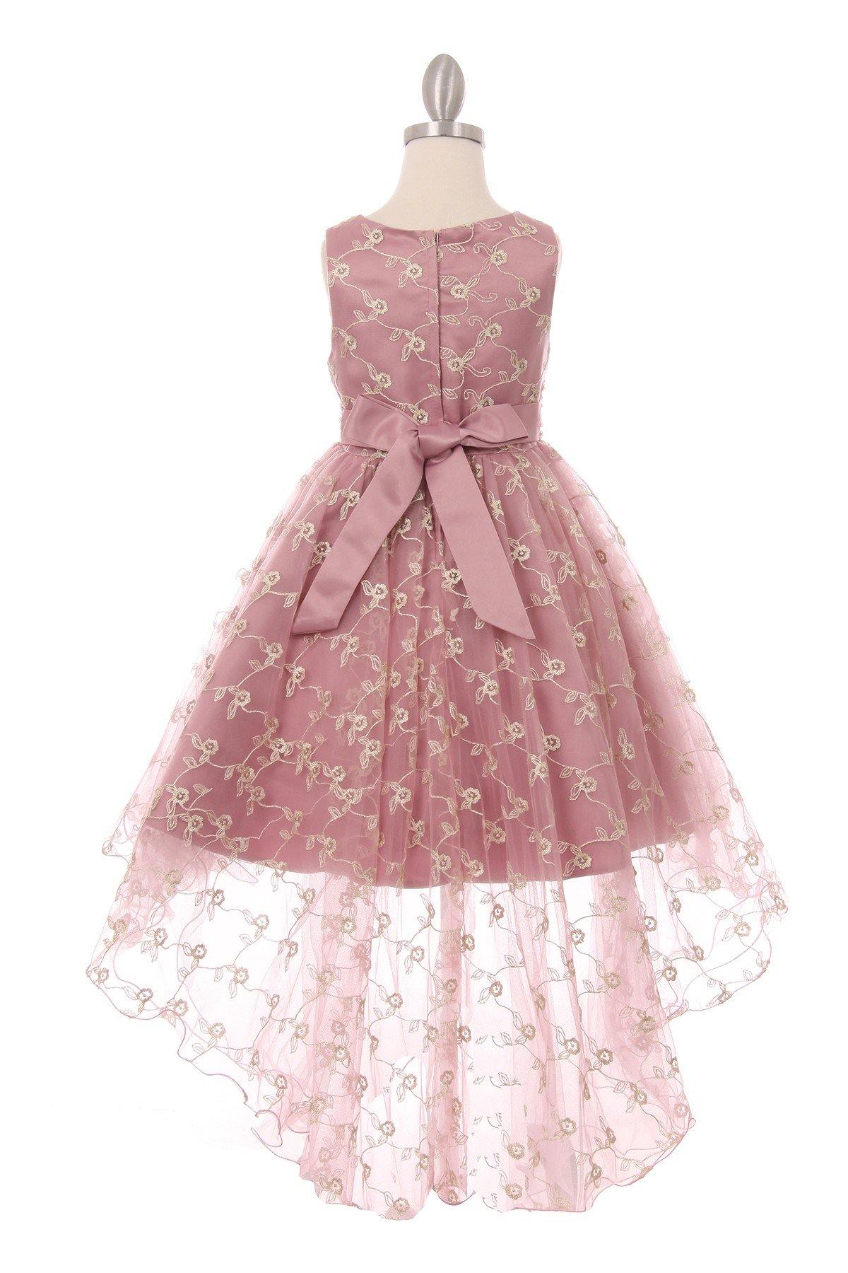 Sleeveless Embroidery Flower Girls Dress - The Dress Outlet Cinderella Couture