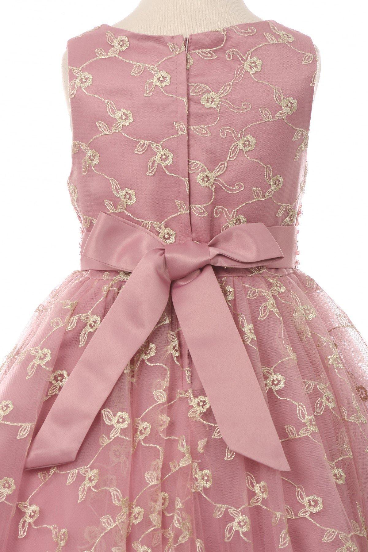 Sleeveless Embroidery Flower Girls Dress