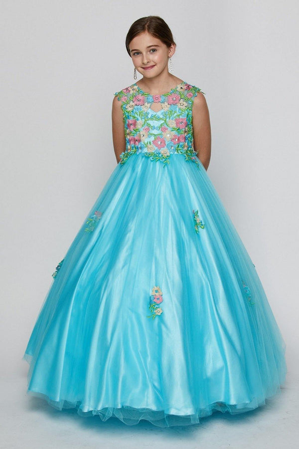 Sleeveless Floral Lace and Tulle Flower Girl Dress