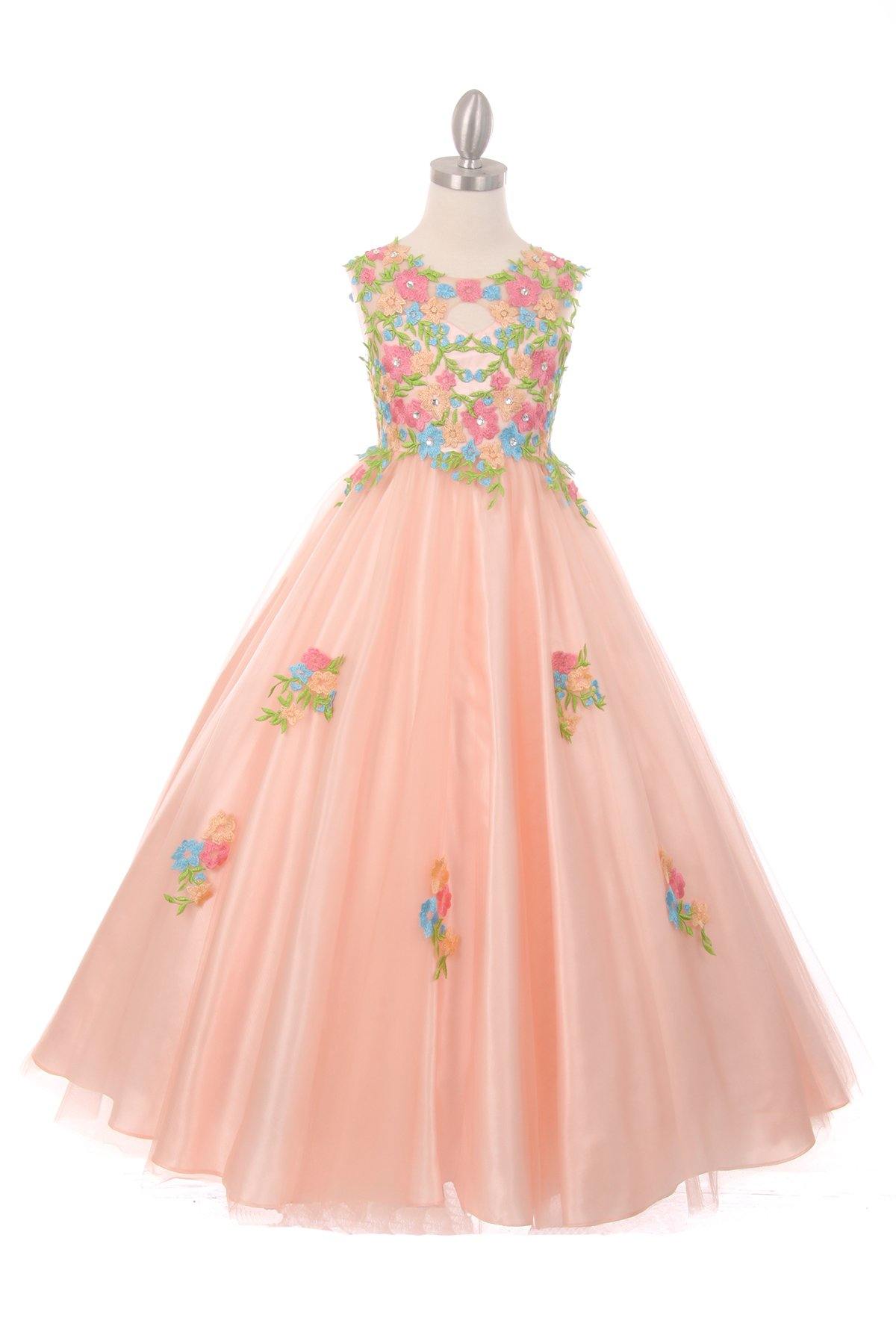 Sleeveless Floral Lace and Tulle Flower Girl Dress - The Dress Outlet Cinderella Couture