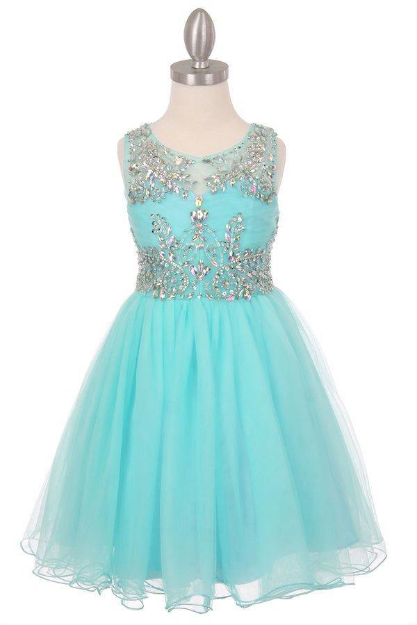 Black Jewel Sleeveless Flower Girl Dress