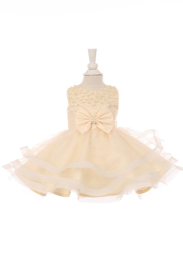 Sleeveless Flower Girls Dress Embroidered Bodice