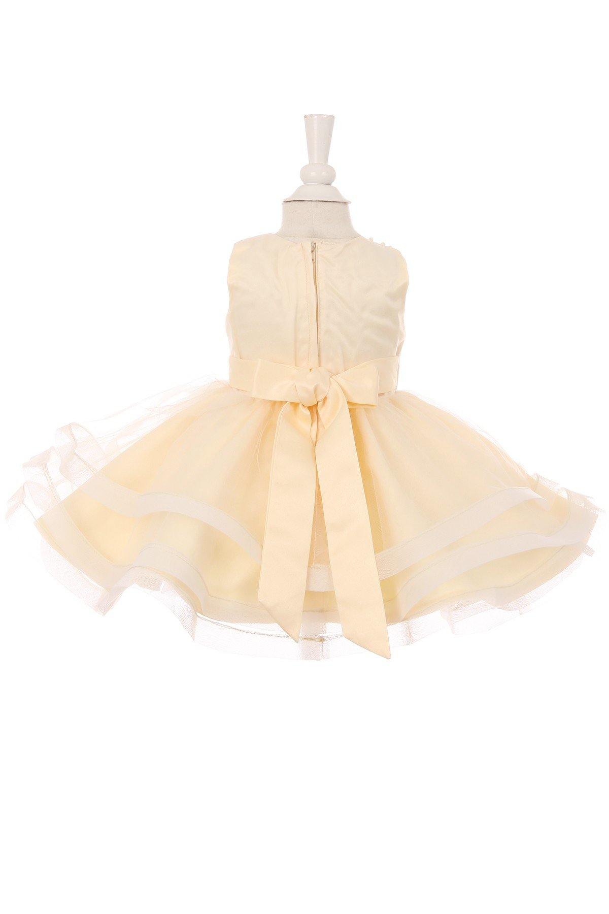 Sleeveless Flower Girls Dress Embroidered Bodice