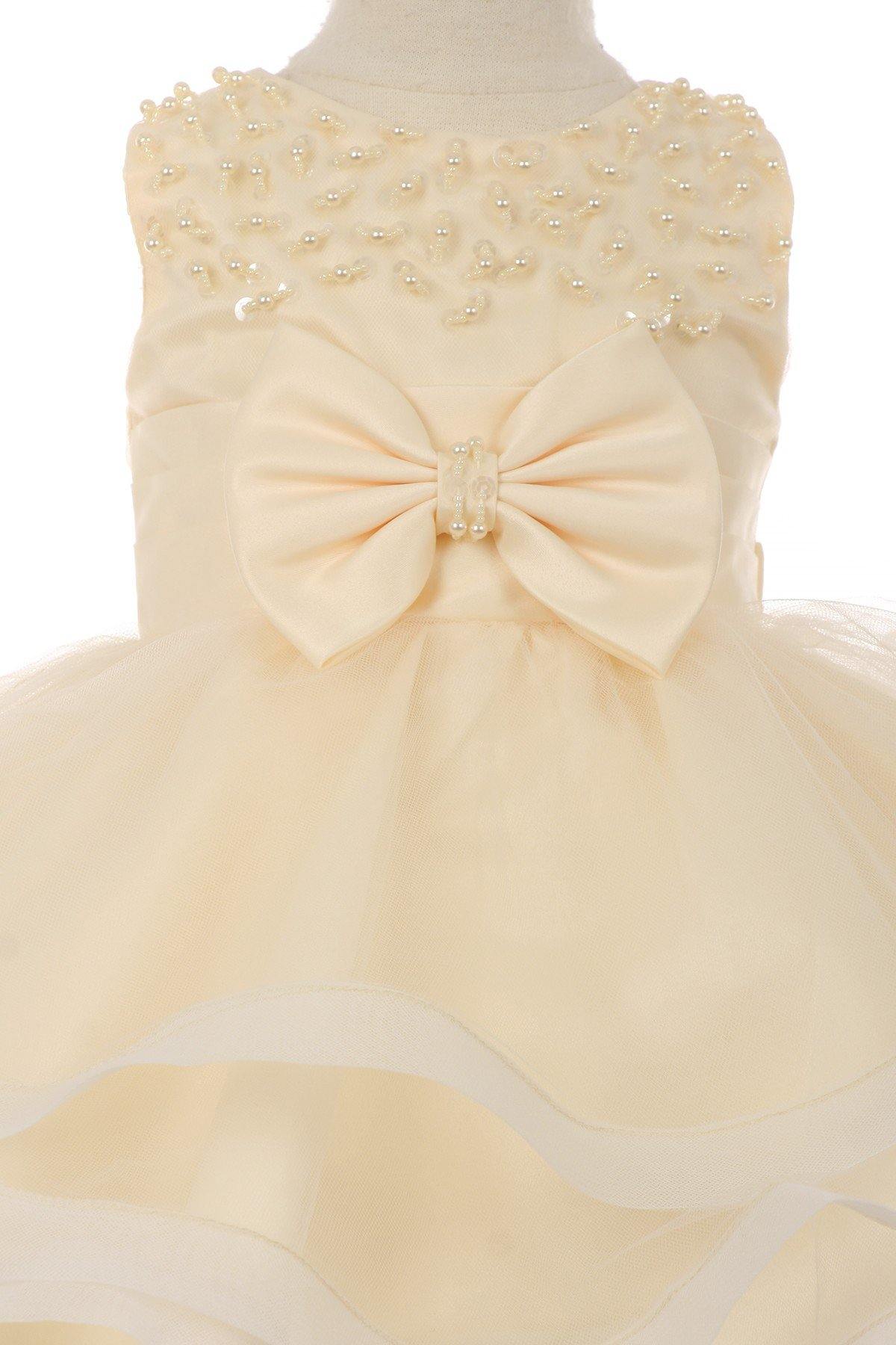 Sleeveless Flower Girls Dress Embroidered Bodice