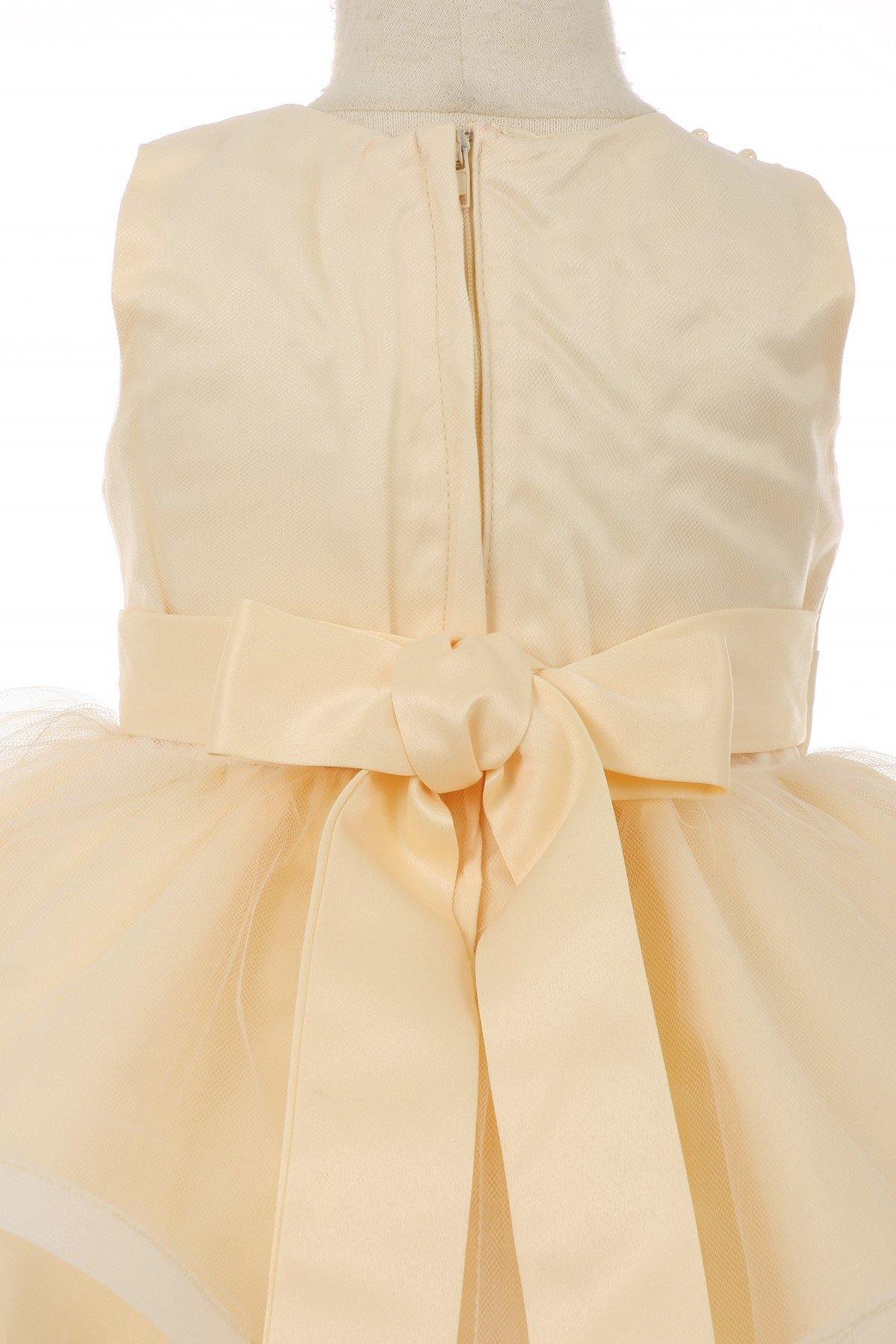 Sleeveless Flower Girls Dress Embroidered Bodice