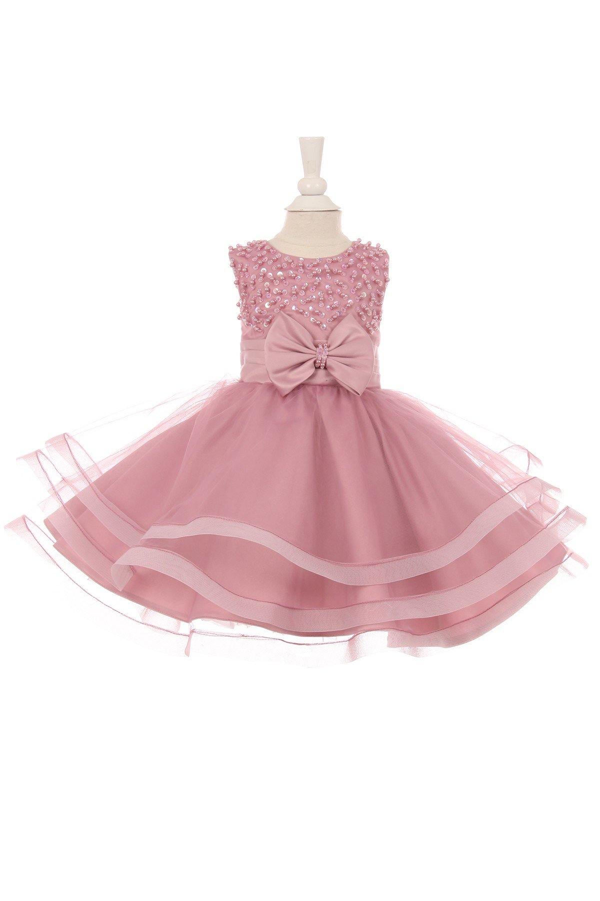 Sleeveless Flower Girls Dress Embroidered Bodice