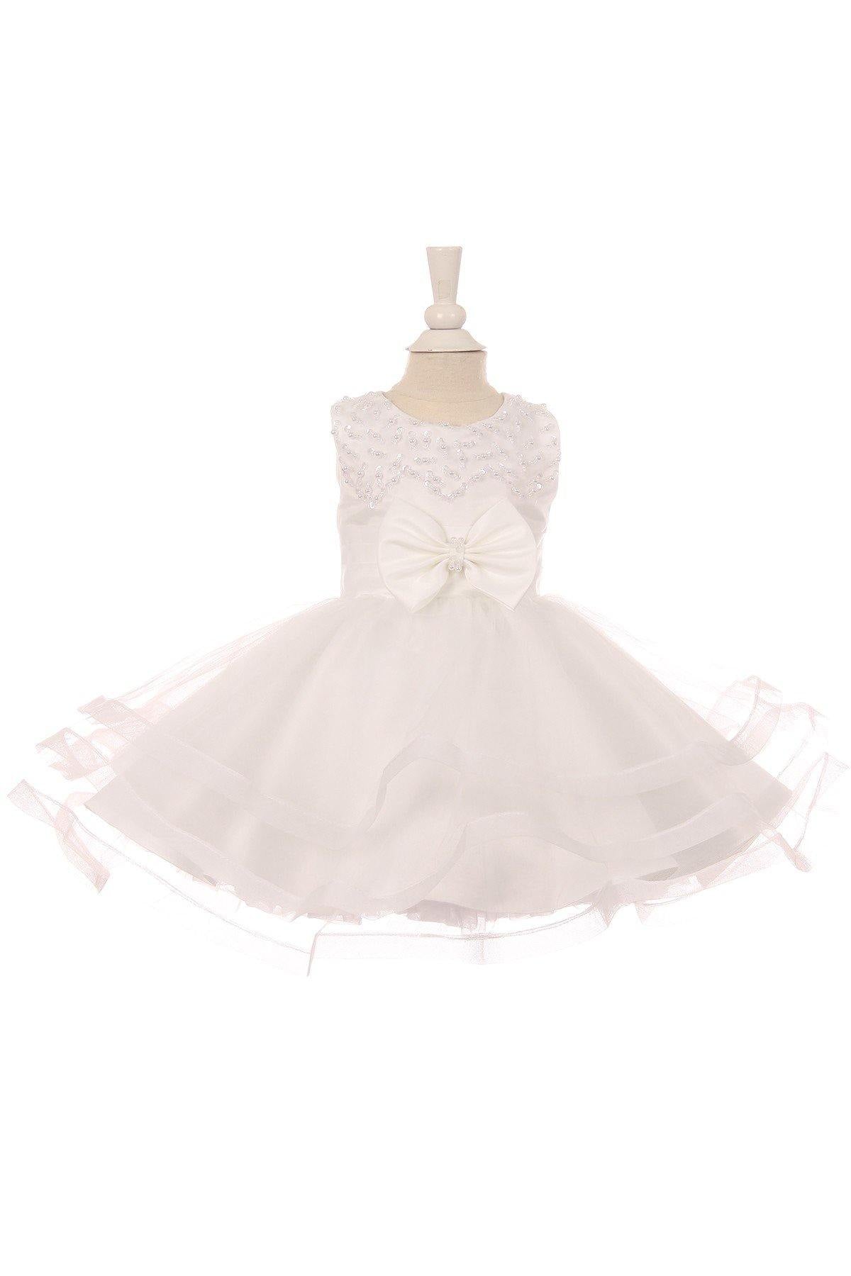 Sleeveless Flower Girls Dress Embroidered Bodice