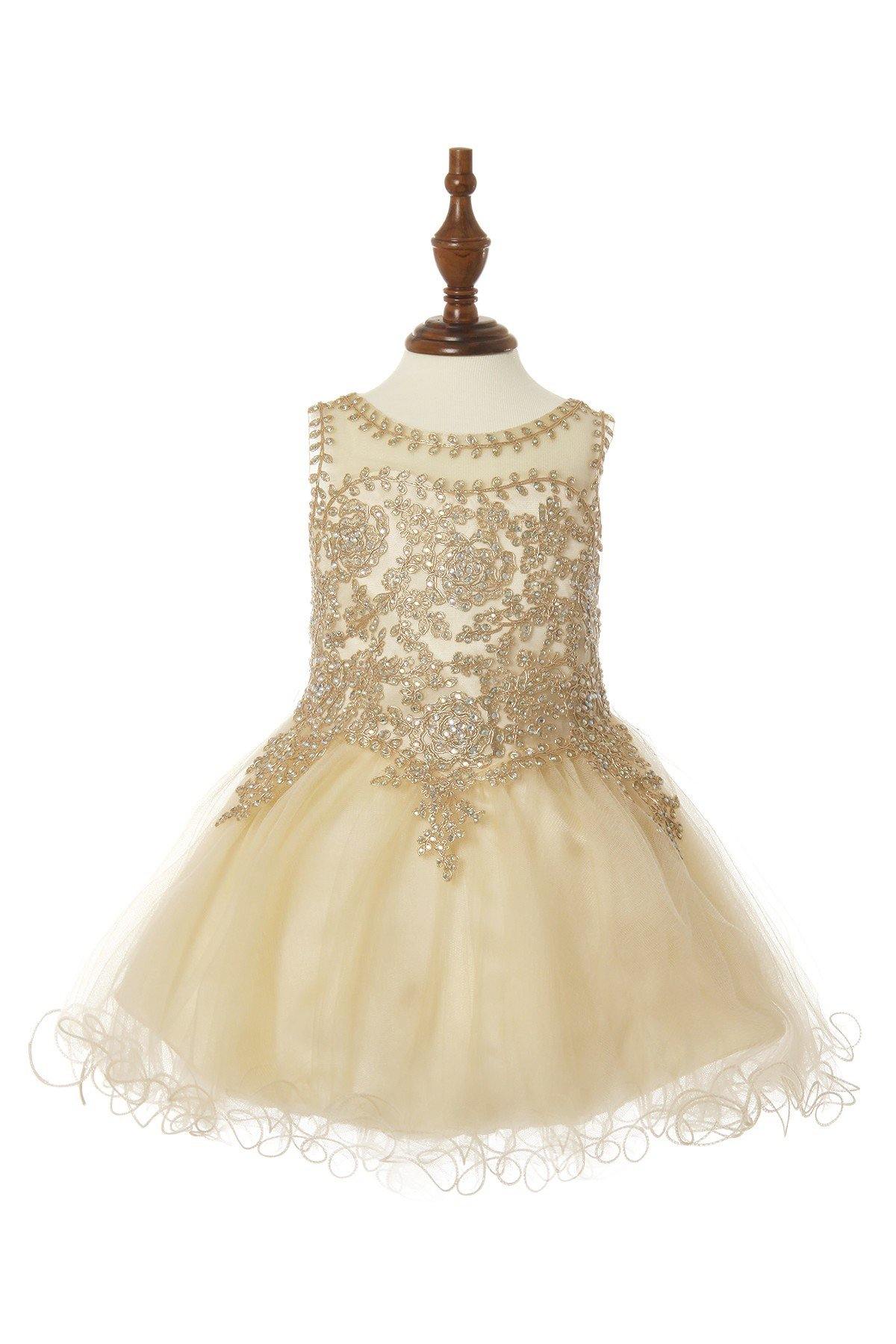 Sleeveless Gold Embellished Short Party Dress - The Dress Outlet Cinderella Couture