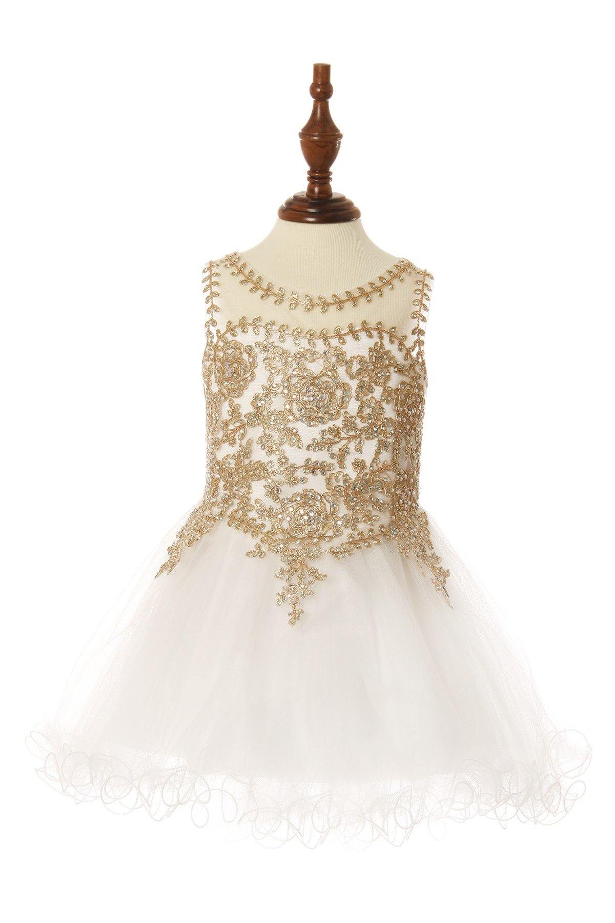 Sleeveless Gold Embellished Short Party Dress - The Dress Outlet Cinderella Couture