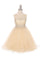 Sleeveless Illusion Neckline Sparkle Flower Girl Dress - The Dress Outlet Cinderella Couture