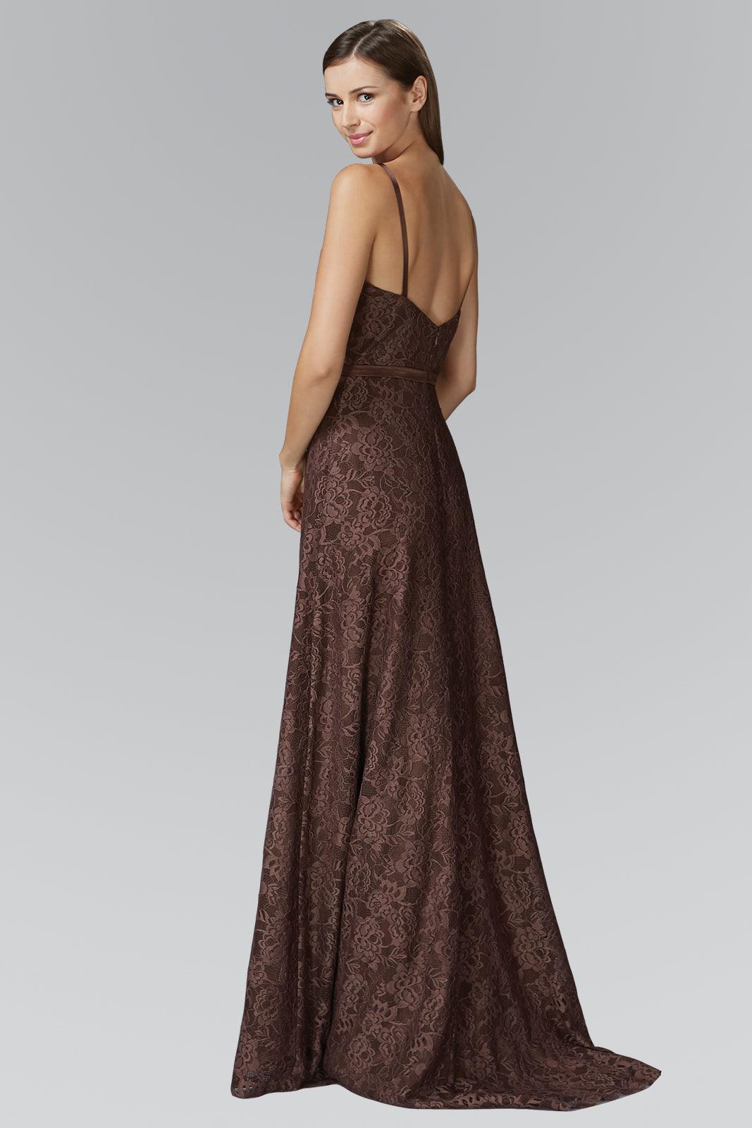 A Line Formal Lace Dress Brown