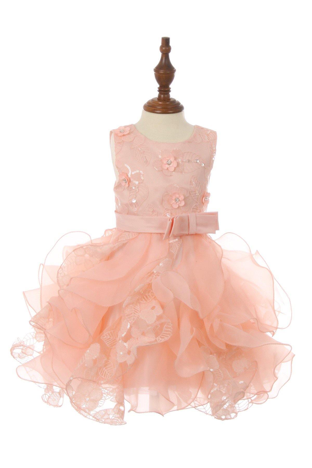 Coral Sleeveless Lace Top Baby Flower Girls Dress