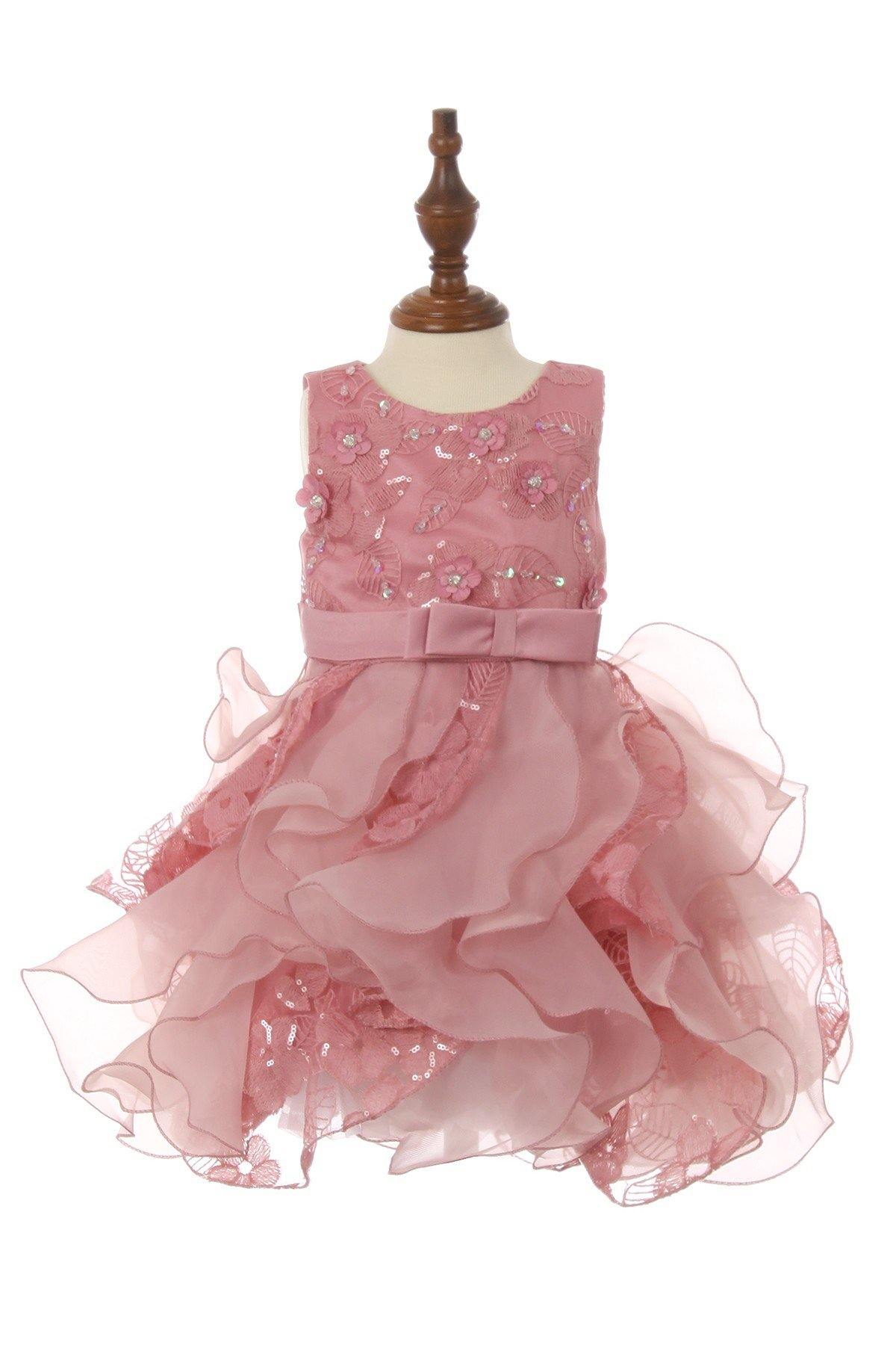 Coral Sleeveless Lace Top Baby Flower Girls Dress