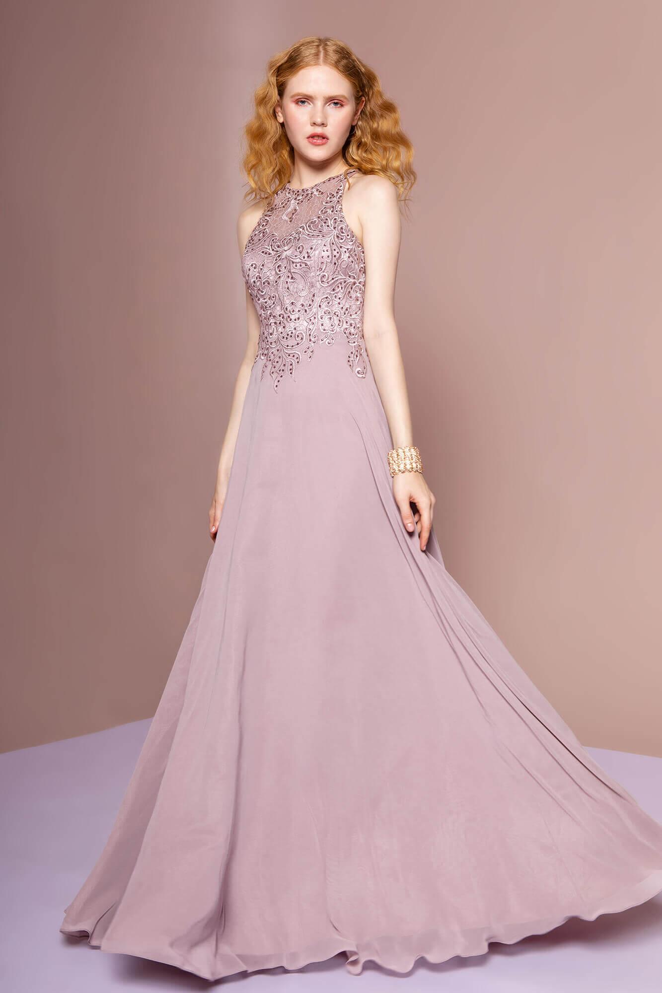 Mauve Sleeveless Long Prom Gown Formal Dress for $181.99 – The Dress Outlet