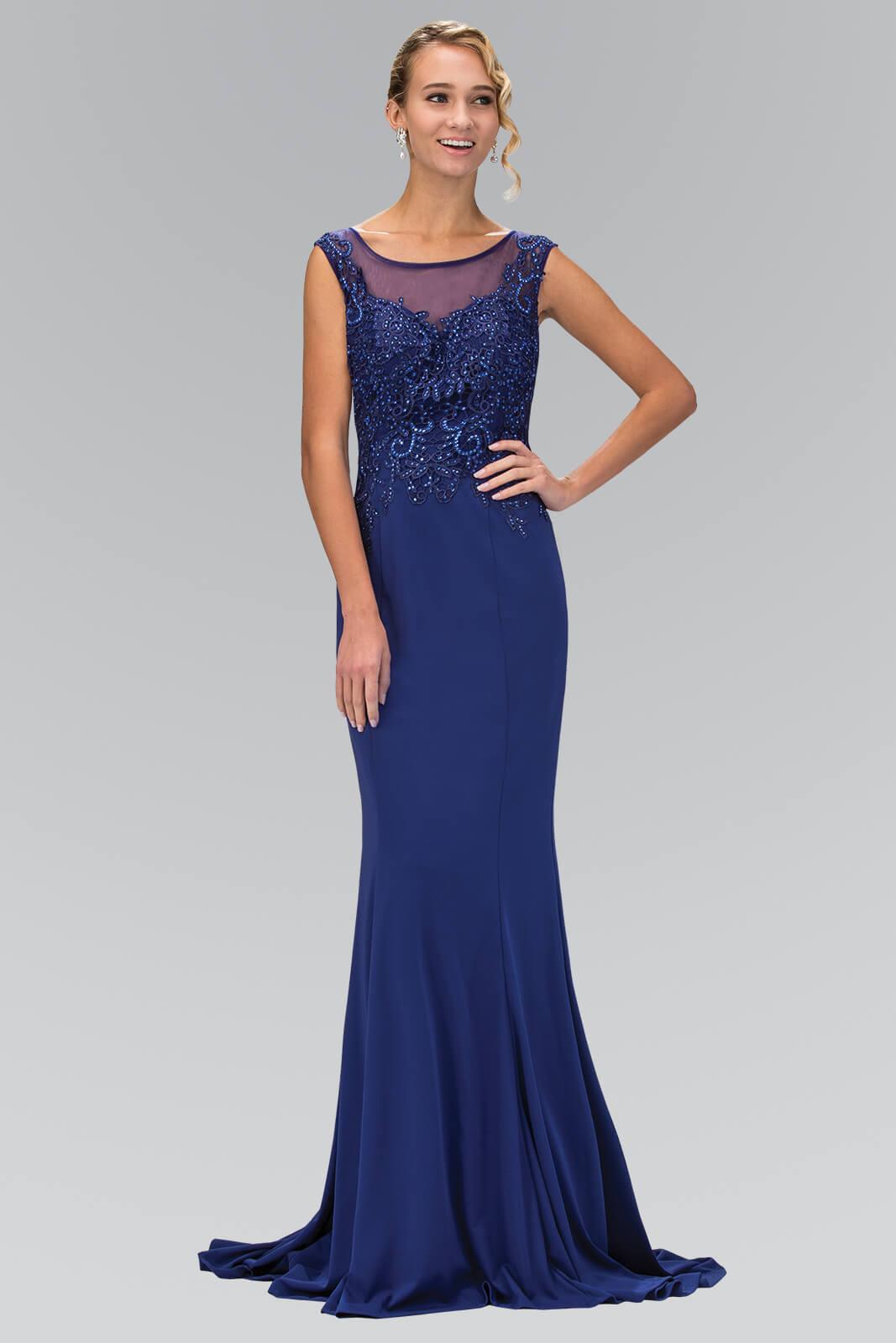 Sleeveless Rome Jersey Long Prom Dress Formal - The Dress Outlet Elizabeth K