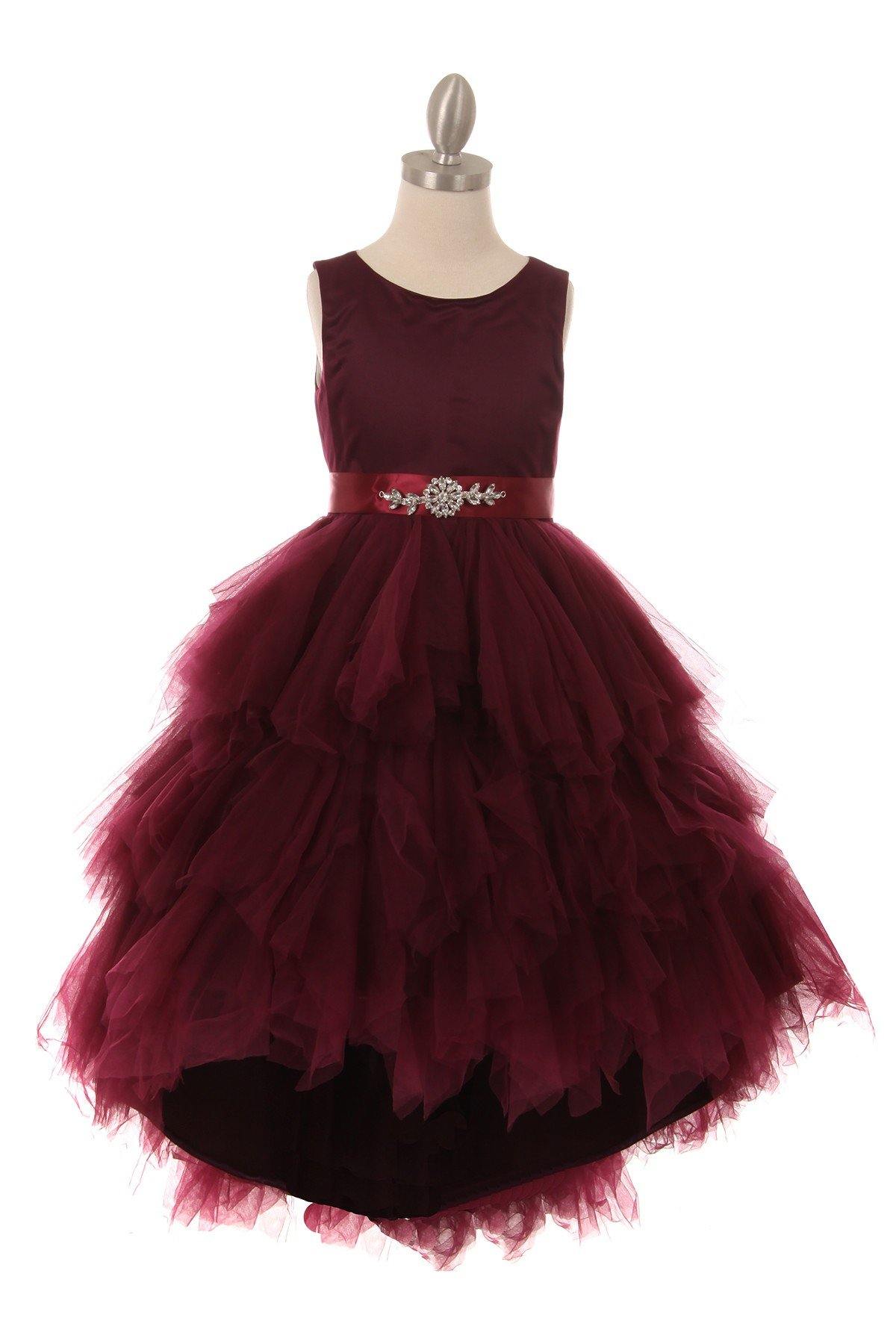 Sleeveless Satin High Low Flower Girls Dress