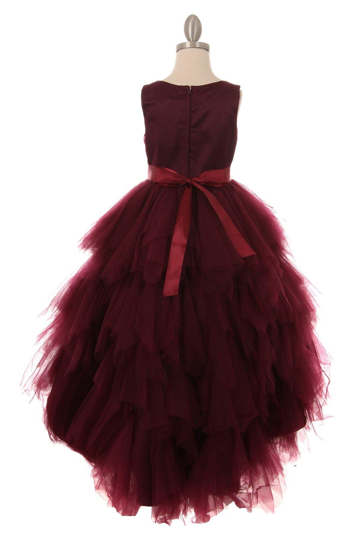 Sleeveless Satin High Low Flower Girls Dress