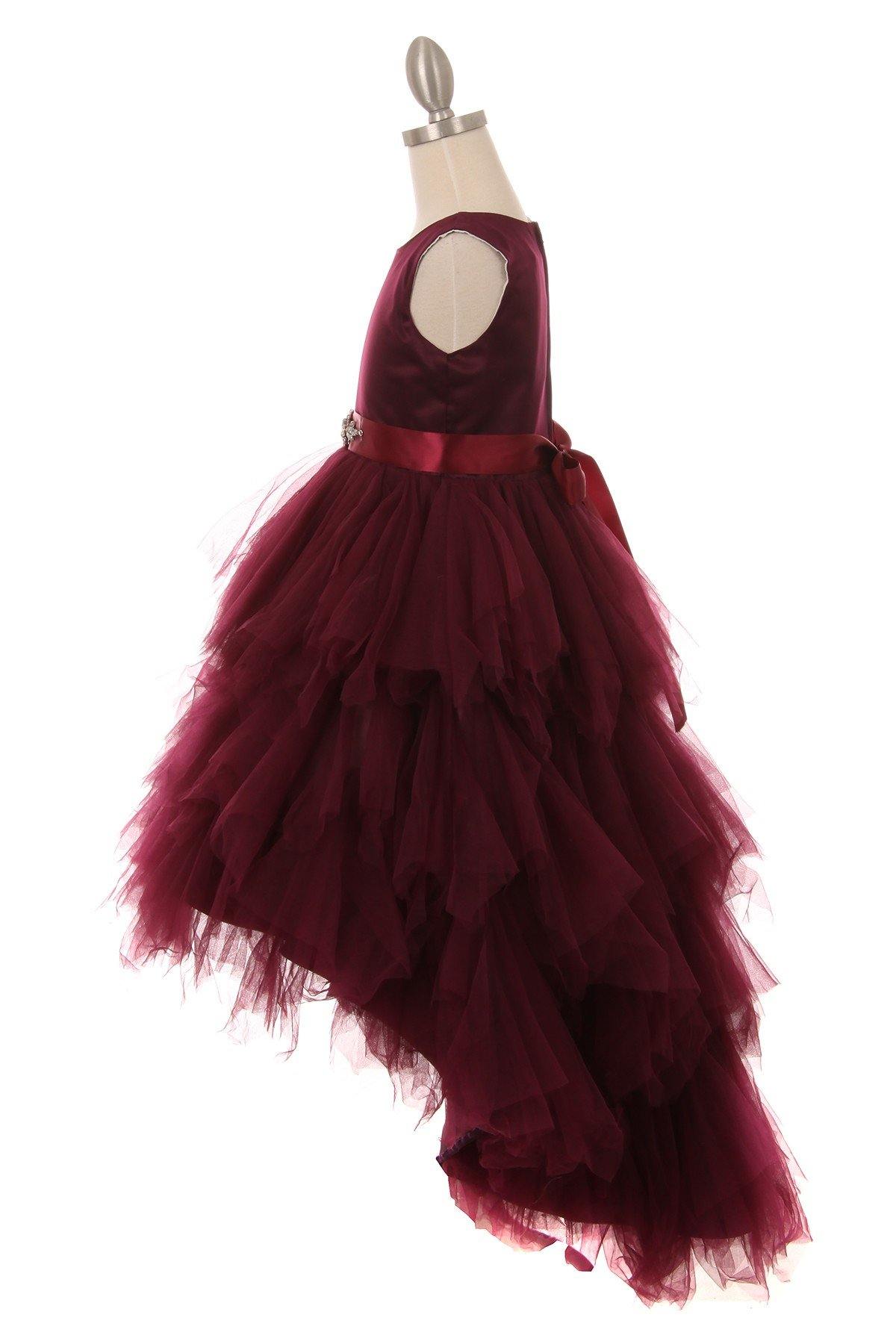 Sleeveless Satin High Low Flower Girls Dress