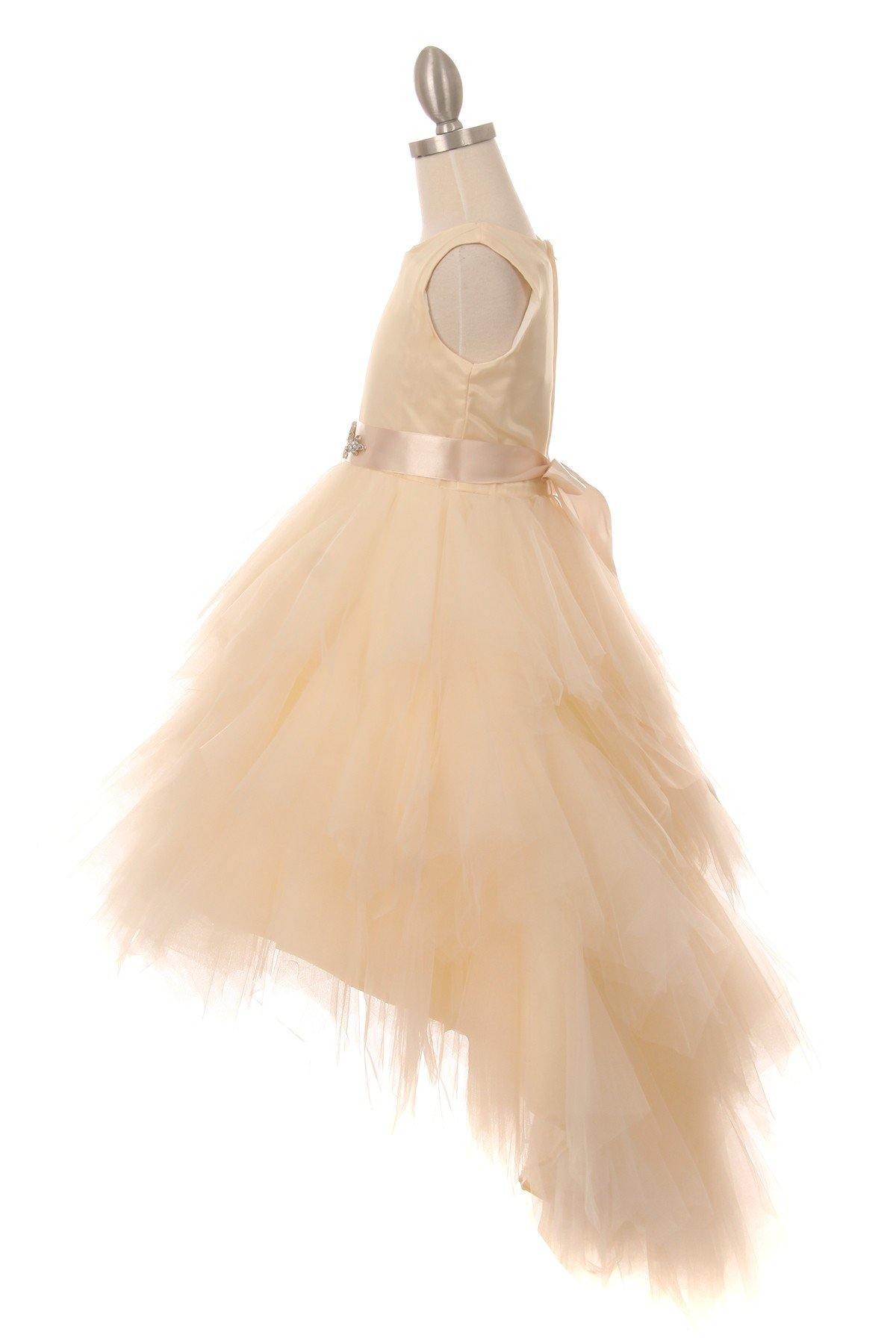 Sleeveless Satin High Low Flower Girls Dress