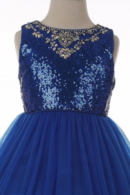 Sleeveless Sequin Short Dress Flower Girl - The Dress Outlet Cinderella Couture