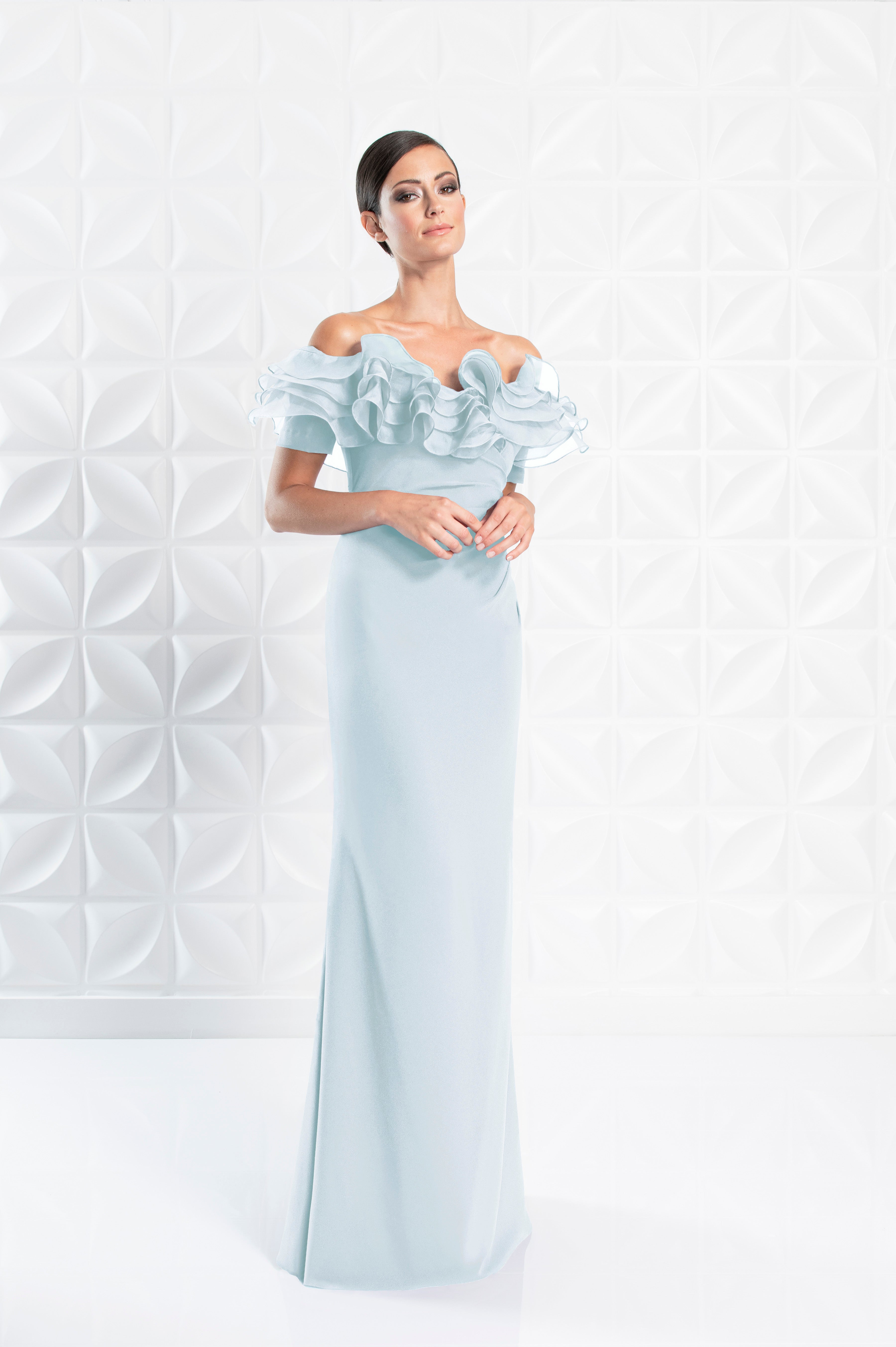 Formal Dresses Long Formal Tiered Ruffle Evening Dress Soft Crystal