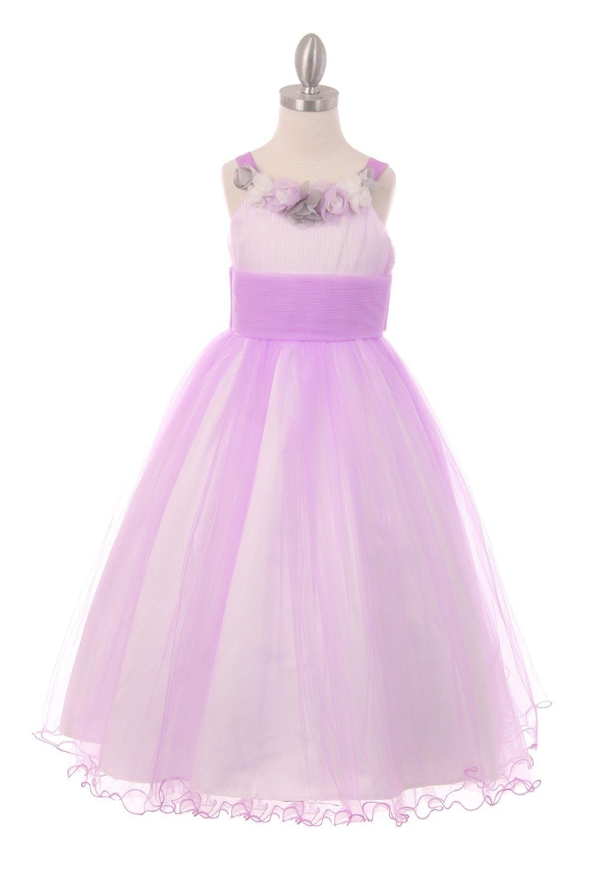 Soft Tulle with Floral Detailing Flower Girls Dress