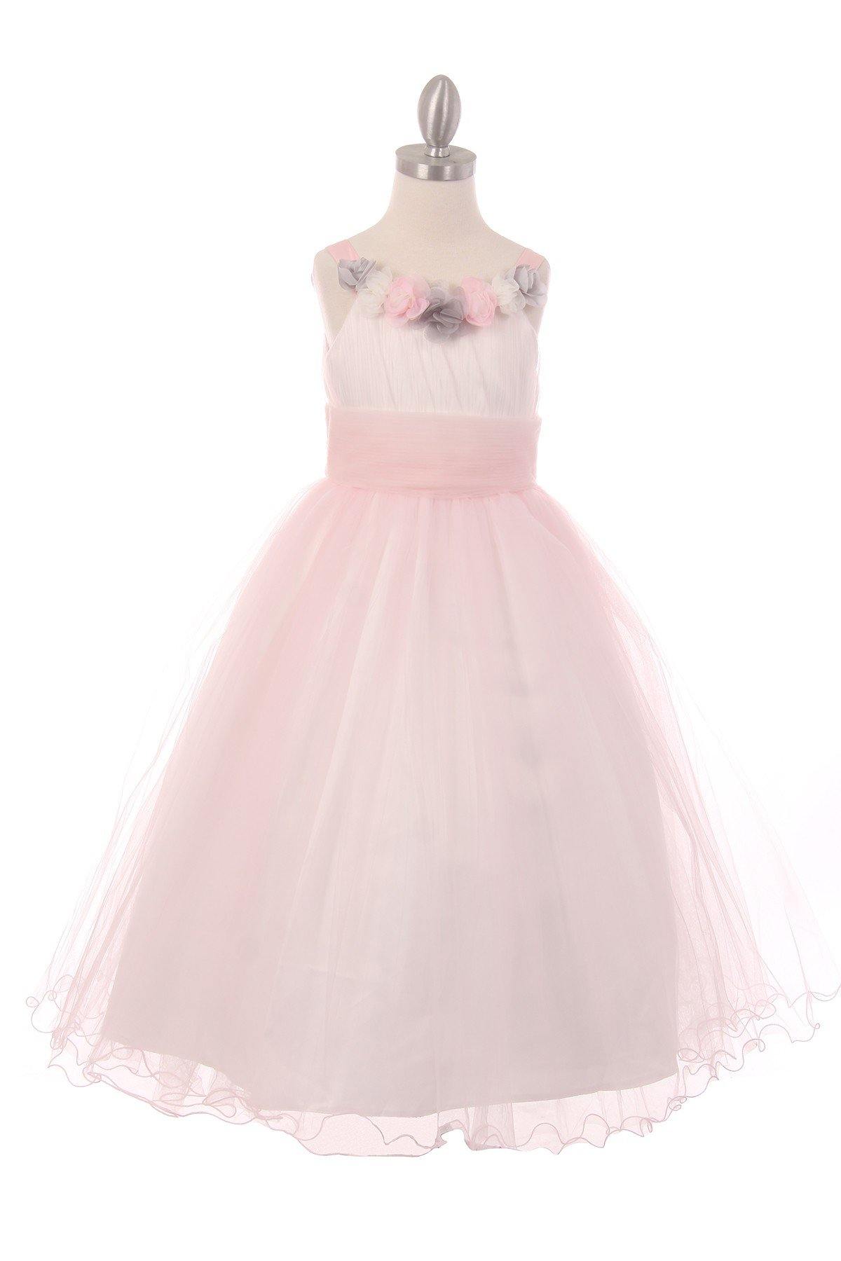 Soft Tulle with Floral Detailing Flower Girls Dress