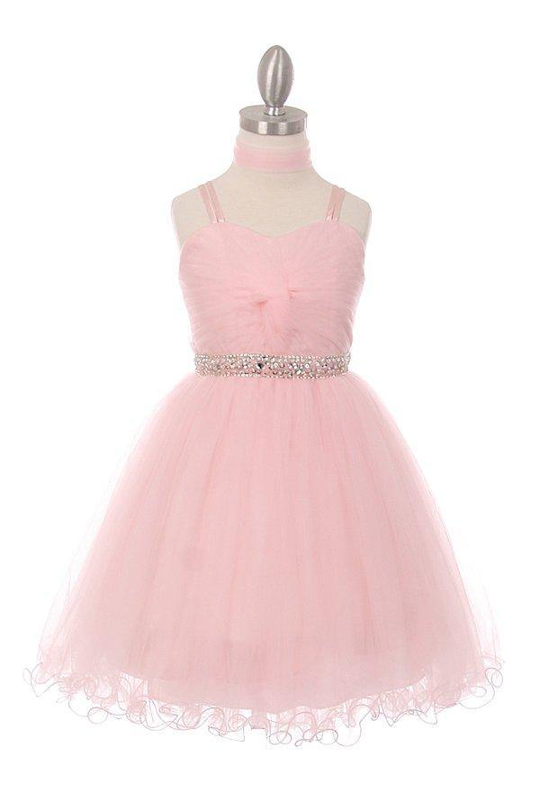 Spaghetti Strap Short Tulle Party Dress Flower Girl - The Dress Outlet Cinderella Couture