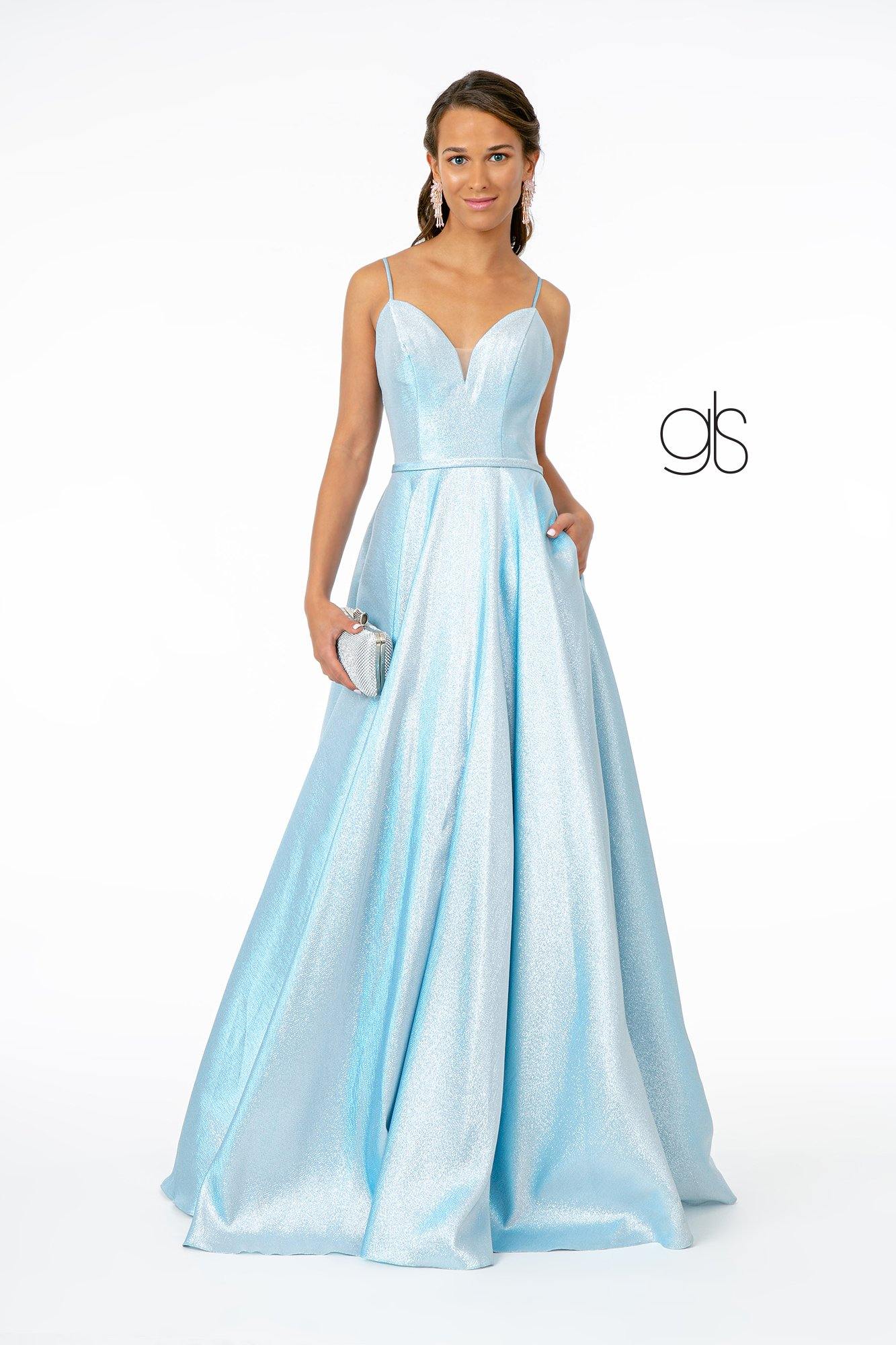 Spaghetti Strap Sweetheart A-Line Long Prom Dress - Rose Gold / M Spaghetti Strap Sweetheart A-Line Long Prom Dress - Rose Gold / M