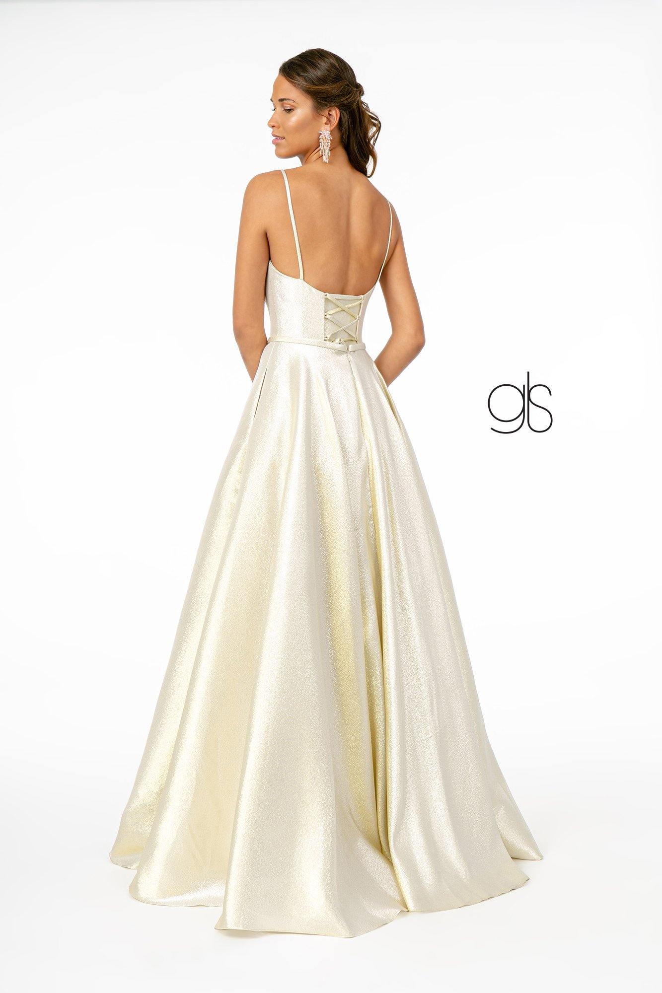 Rosa A Line Korsett Spaghetti stropper Prom Dress