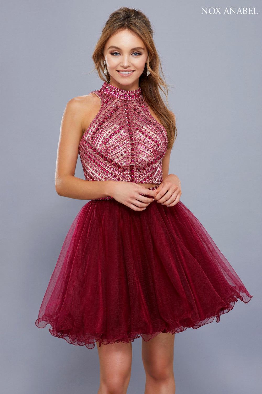 Sparkly Short Two Piece Prom Homecoming Dress - The Dress Outlet Nox Anabel