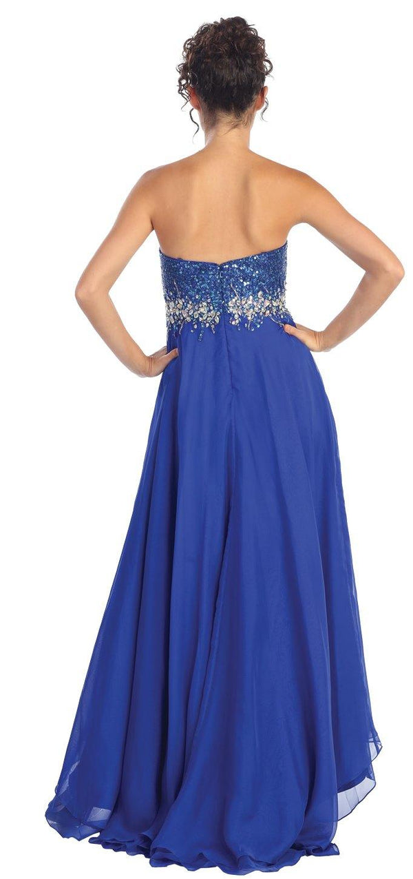 7200012 Blue-Purple Hi-Low Chiffon Dress