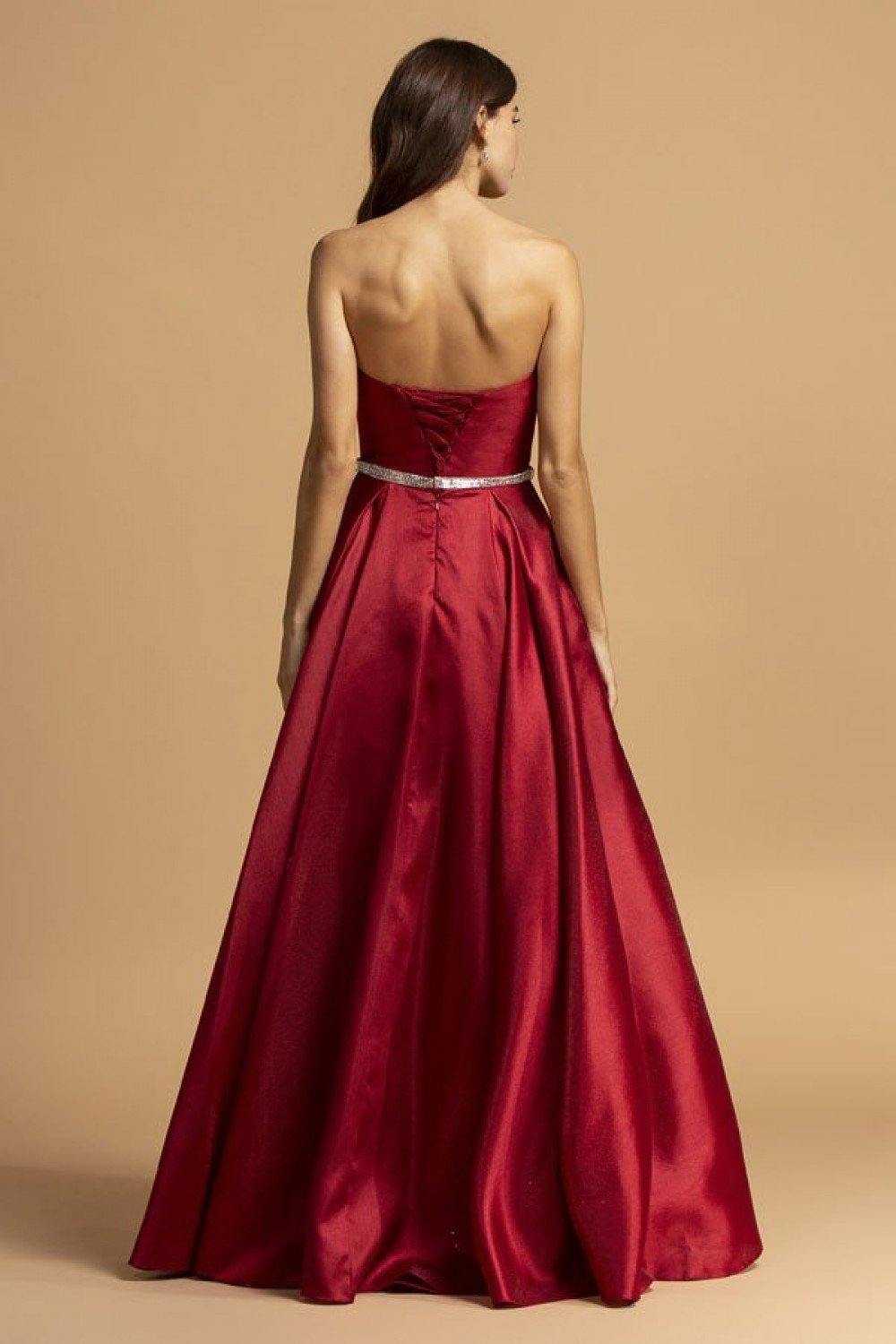 Strapless  Long Prom Dress with Pockets - The Dress Outlet ASpeed