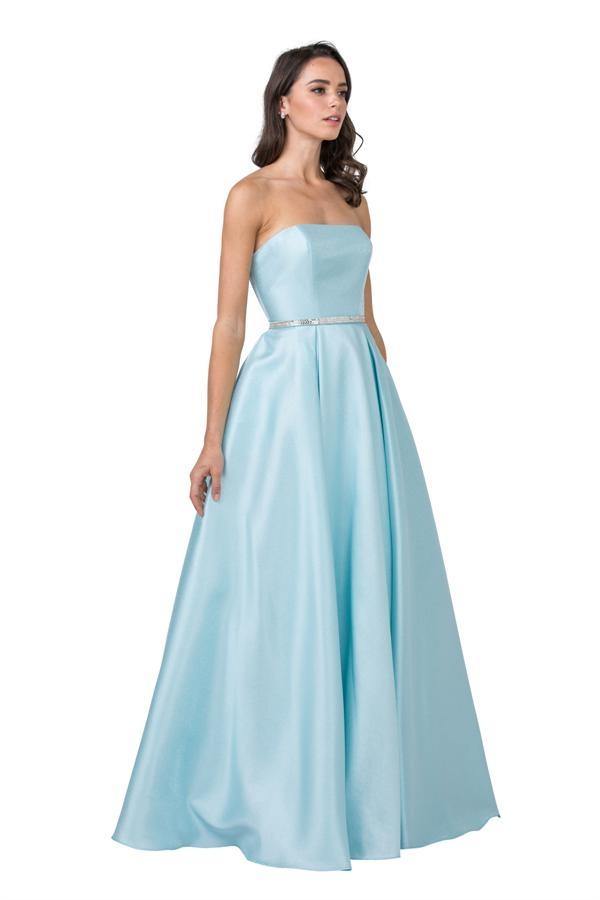 Strapless  Long Prom Dress with Pockets