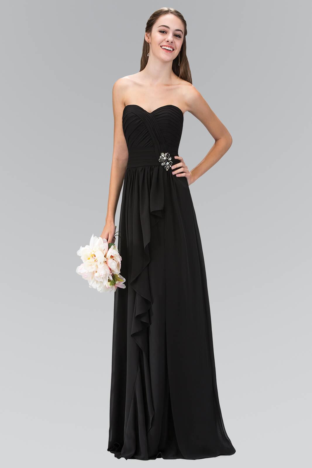Long Chiffon Strapless Dresses with Sweetheart Dark Green Plus Size