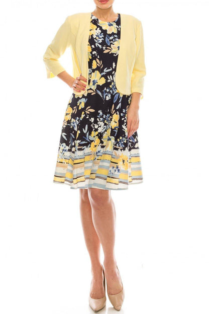 Studio One Floral Printed Two Piece Jacket Dress - The Dress Outlet