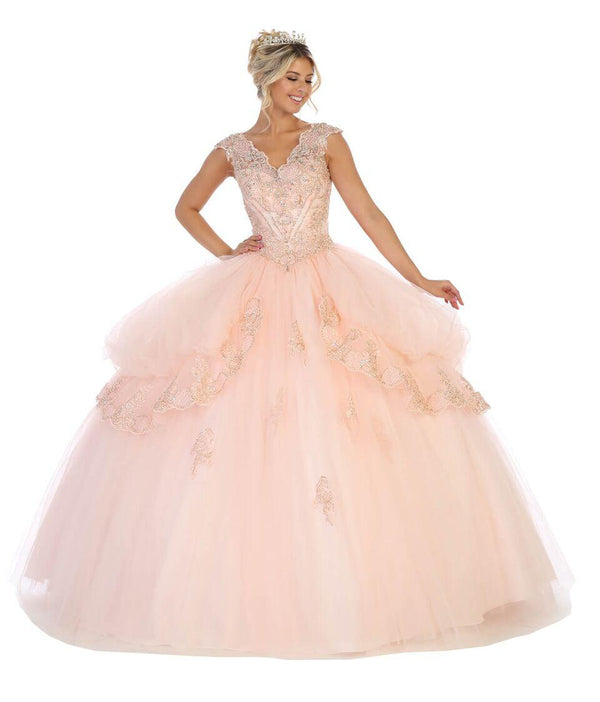 Sweet 16 Long Cap Sleeve Quinceanera Dress