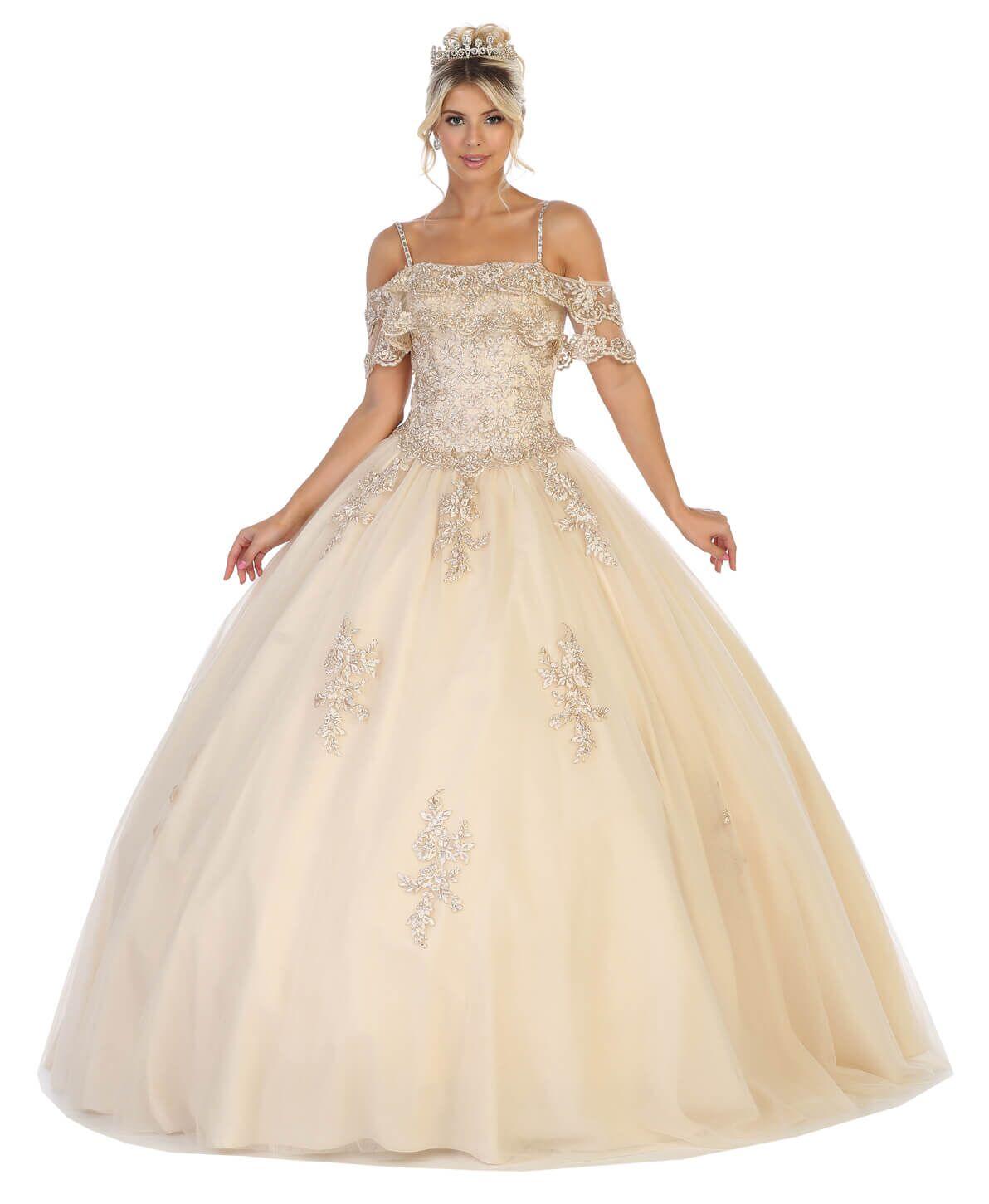 Sweet 16 Long Quinceanera Plus Size Dress - The Dress Outlet May Queen