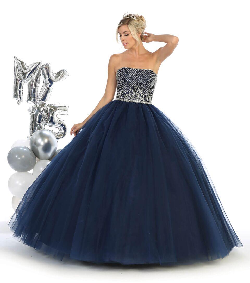 Sweet 16 Long Strapless Quinceanera Dress - The Dress Outlet May Queen