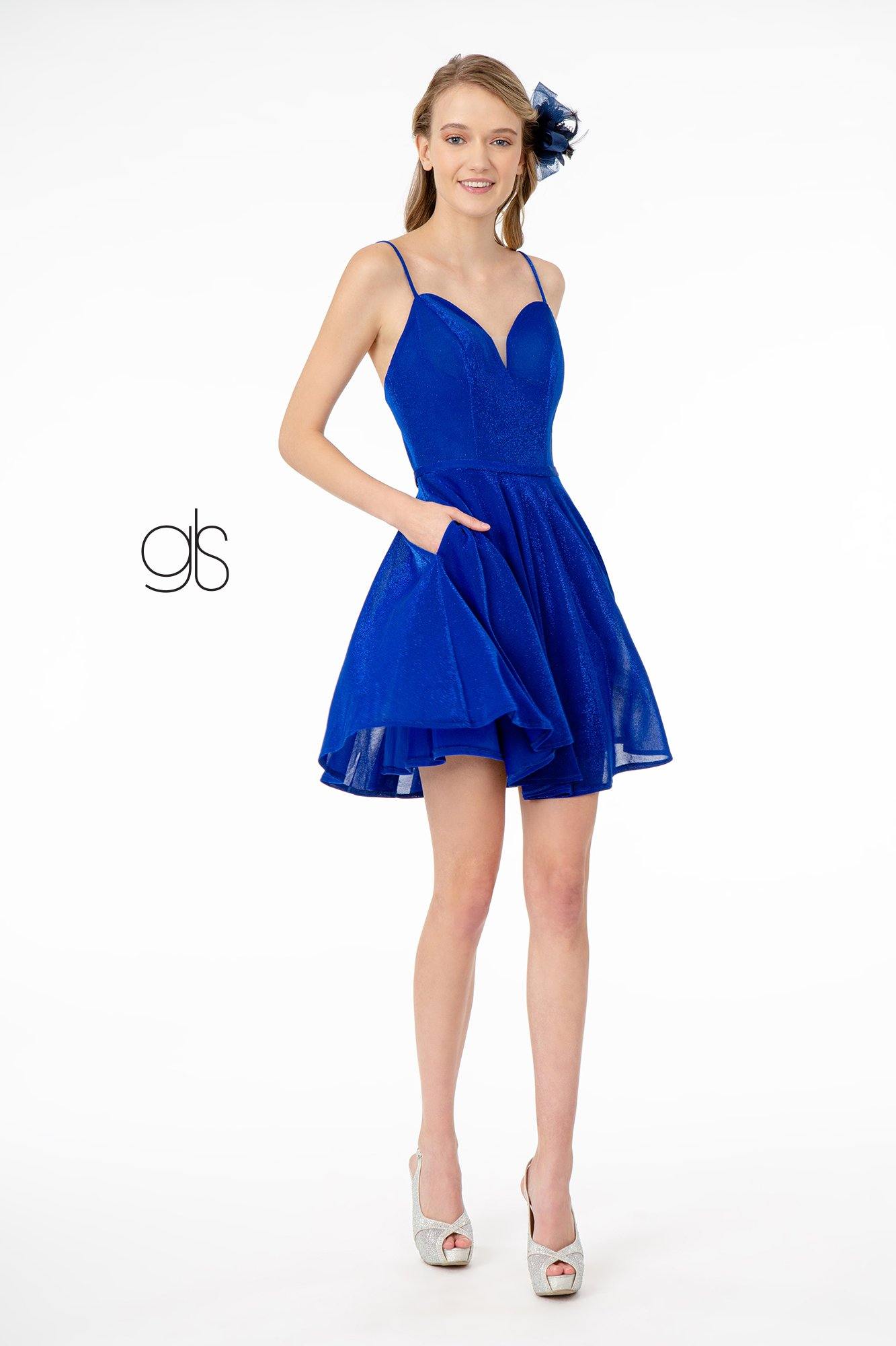 Sweetheart Neckline A-Line Short Dress w/ Pocket - The Dress Outlet Elizabeth K