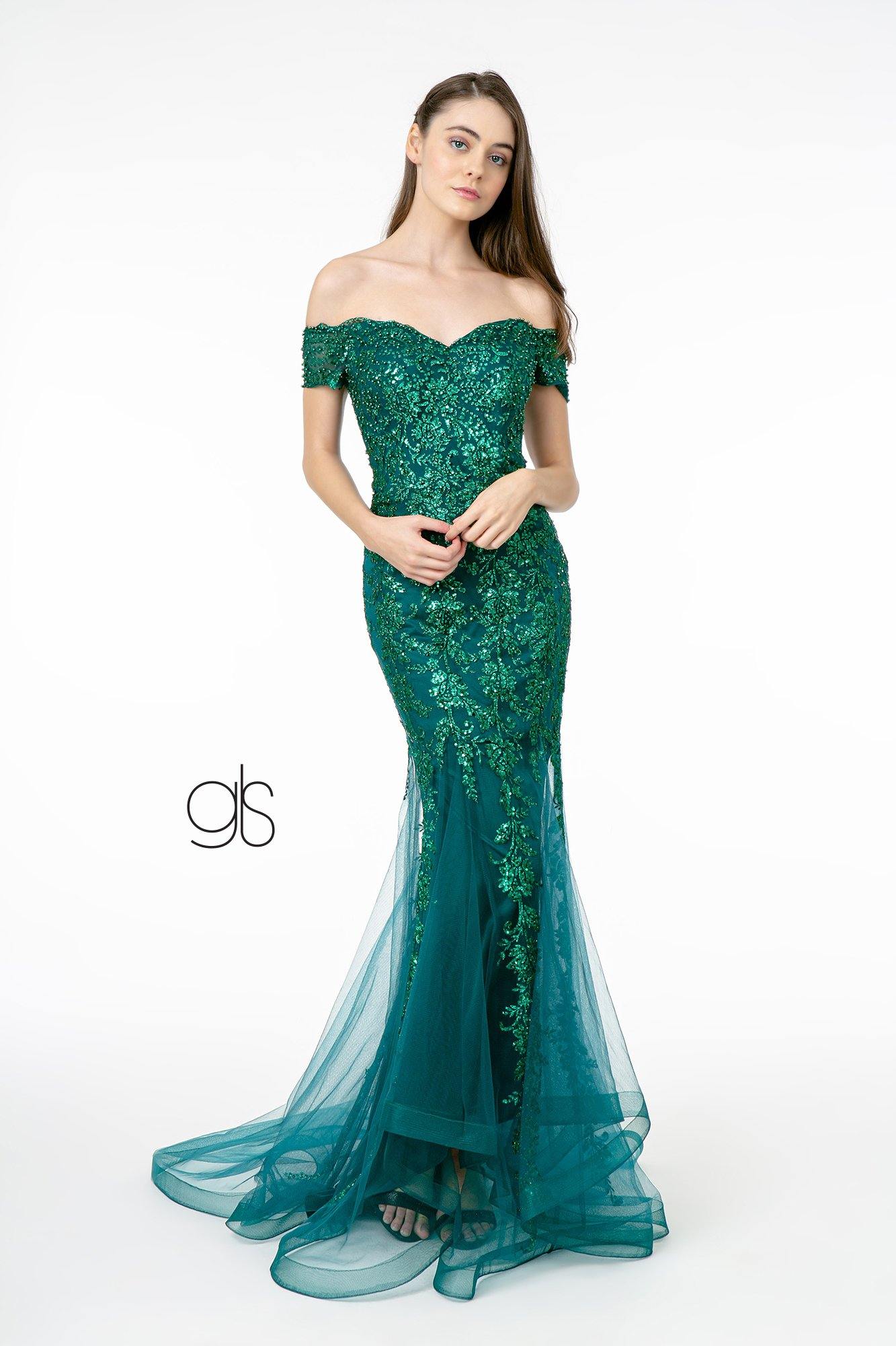 Sweetheart Neckline Glitter Mesh Long Prom Dress - Green / XL Sweetheart Neckline Glitter Mesh Long Prom Dress - Green / XL