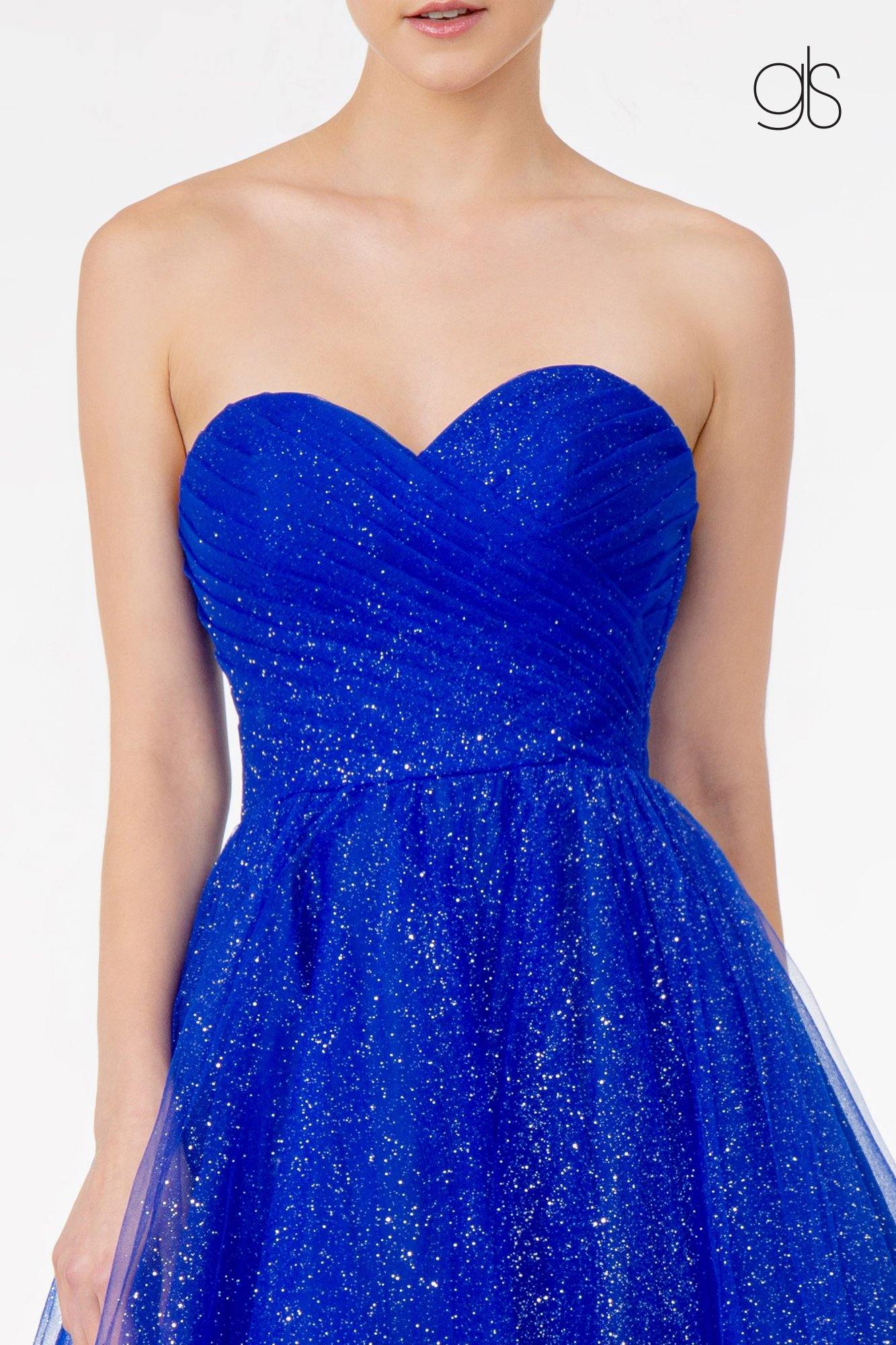 Sweetheart Neckline Multi-Layered Glitter Mesh Short Dress