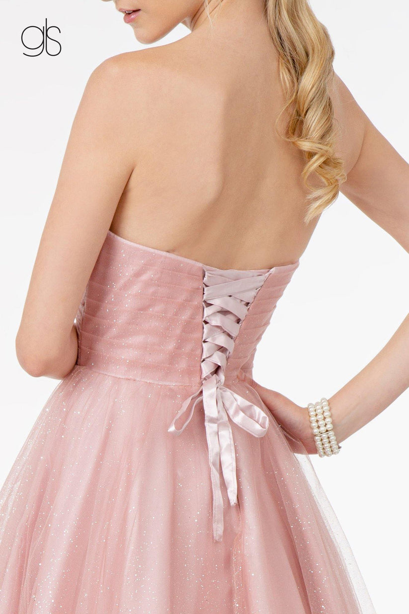 Backless glitter sweetheart neck zip-up long sleeve tube maxi dress
