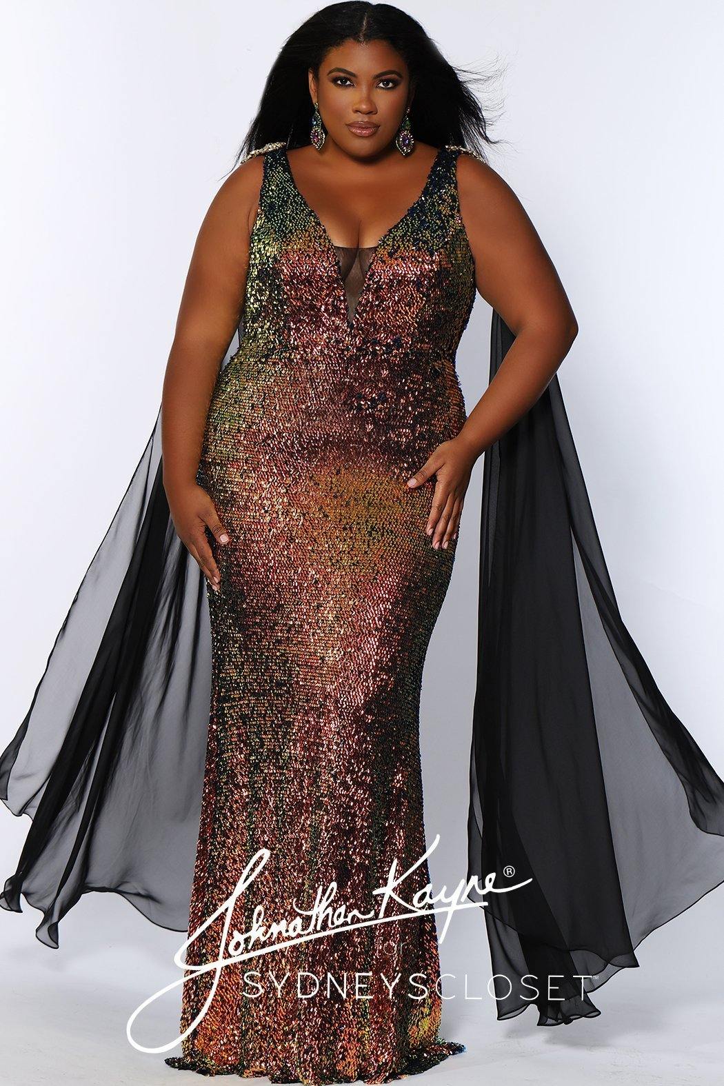 Sydneys Closet Sequin Long Fitted Prom Dress - The Dress Outlet