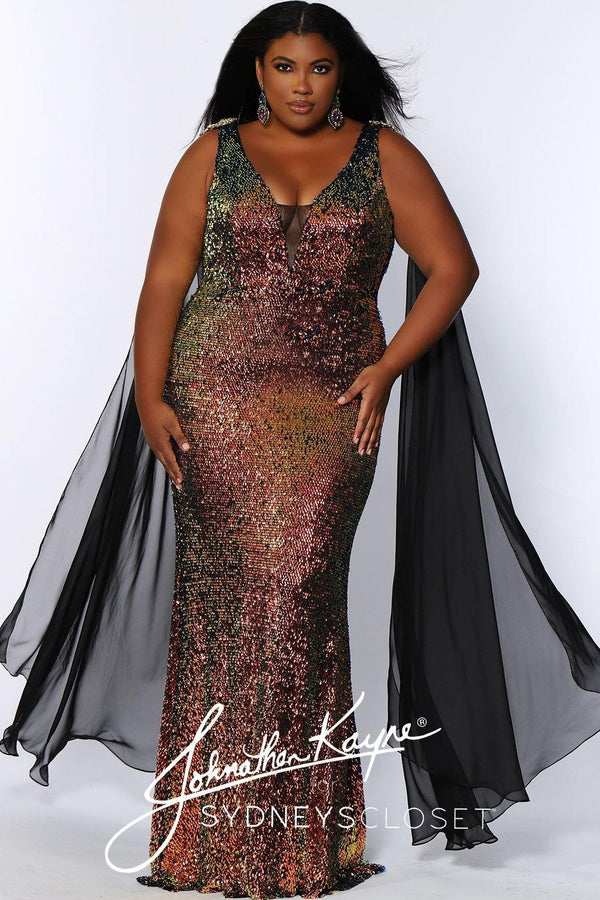 Sydneys Closet Sequin Long Fitted Prom Dress - The Dress Outlet